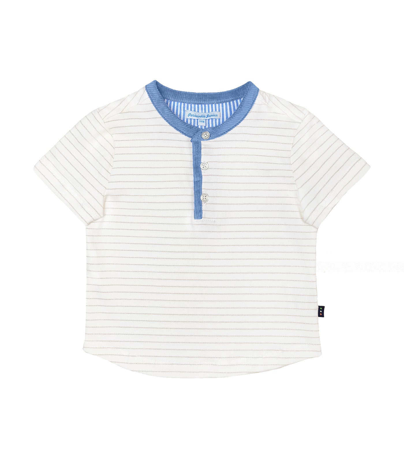 Isaac Baby Boy Top and Short Set Ivory/Blue