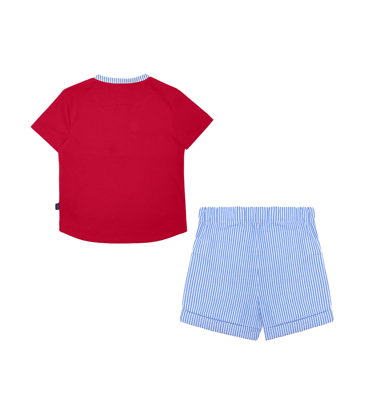 Isaac Baby Boy Top and Short Set Red/Turquoise