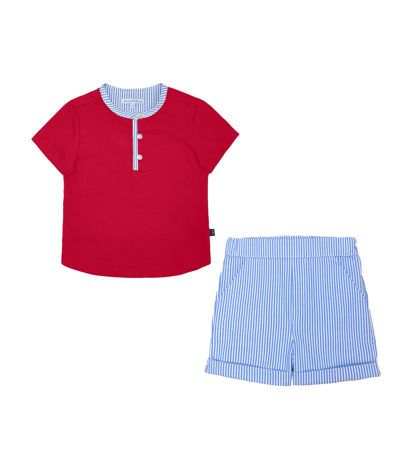 Isaac Baby Boy Top and Short Set Red/Turquoise