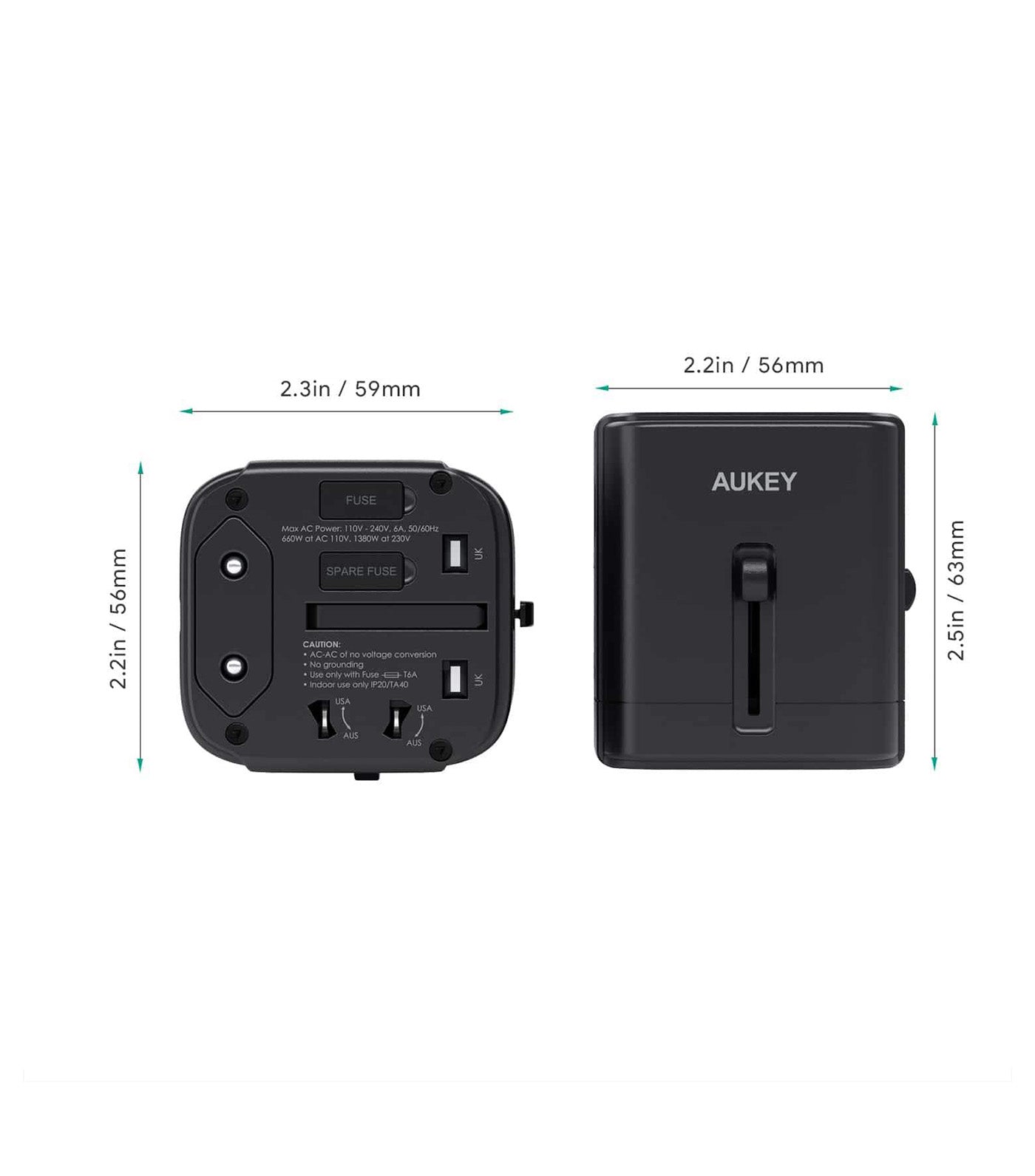 Universal Travel Adapter with USB C and USB A Ports