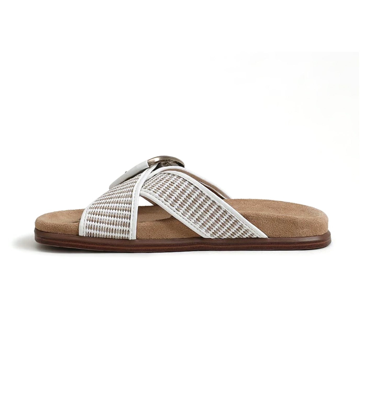 Sam Edelman Darla Multi Buckle Slide Sandal Ivory Taupe