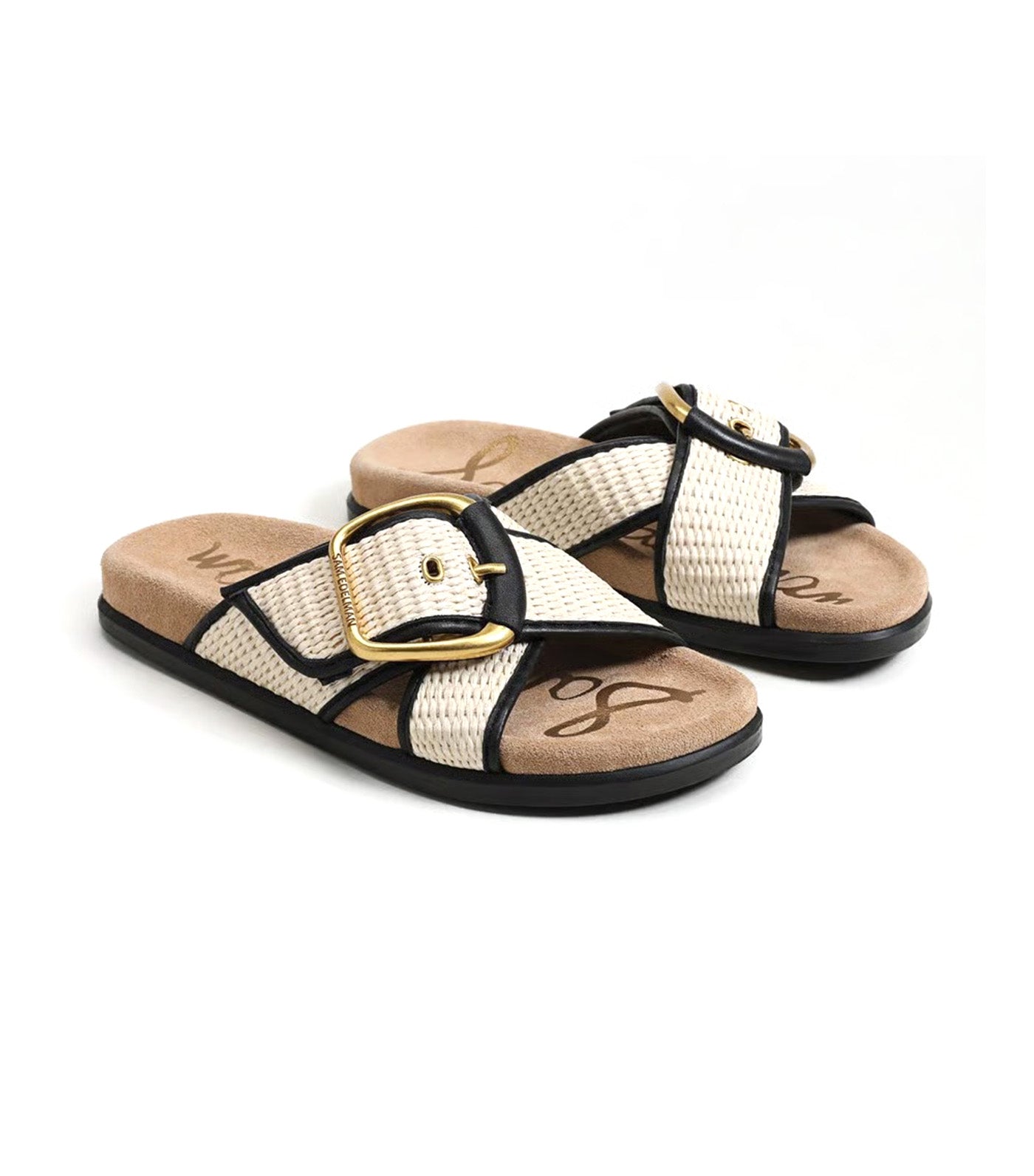 Sam Edelman Darla Multi Buckle Slide Sandal Linen/Black