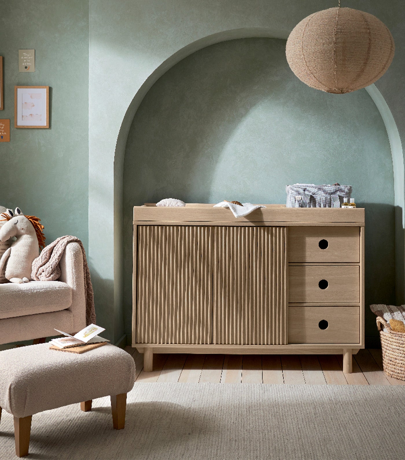 Oska Wide Dresser Changer Natural Oak