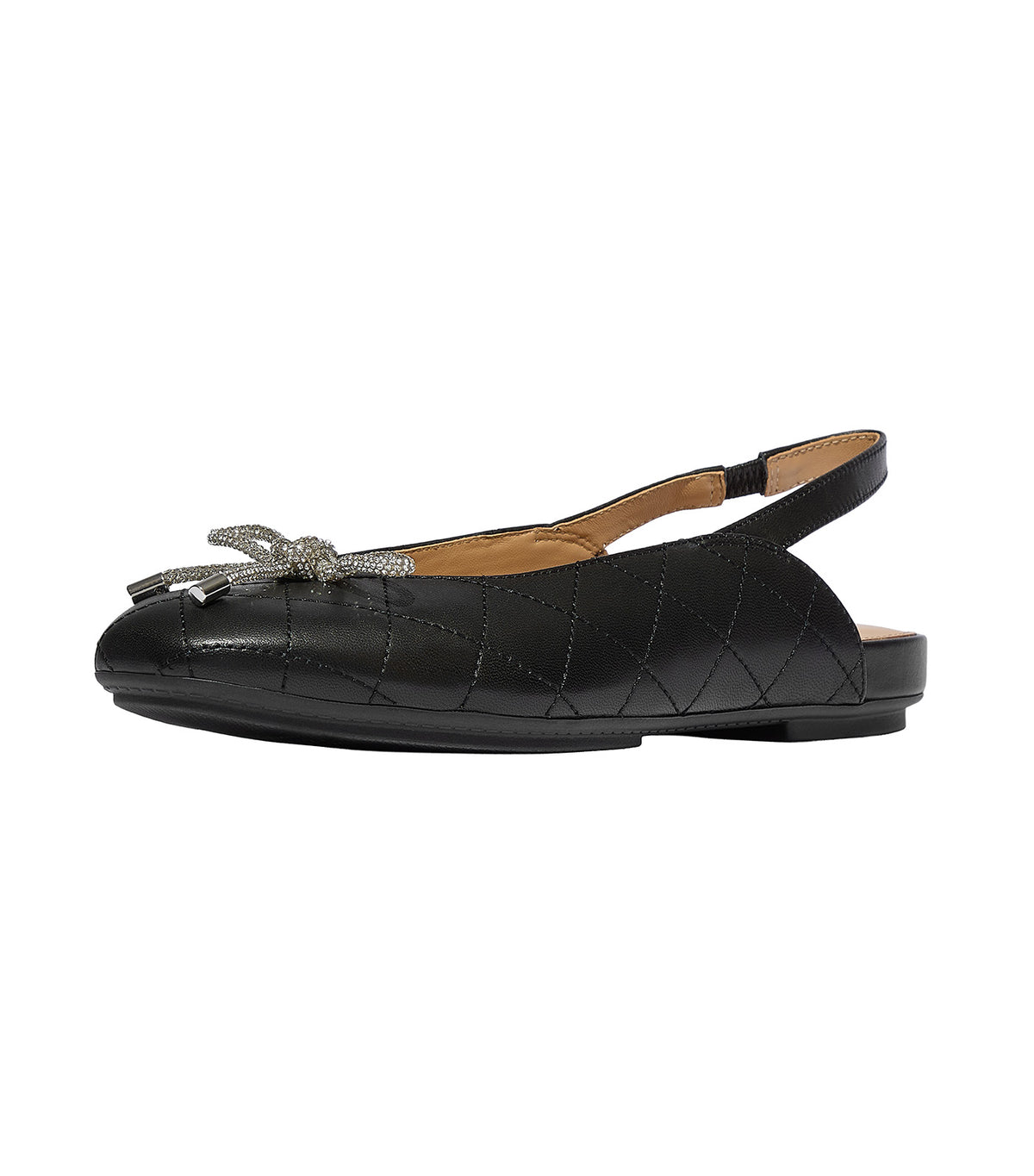 Lulu Glitz-Bow Leather Toe-Post Sandals Black
