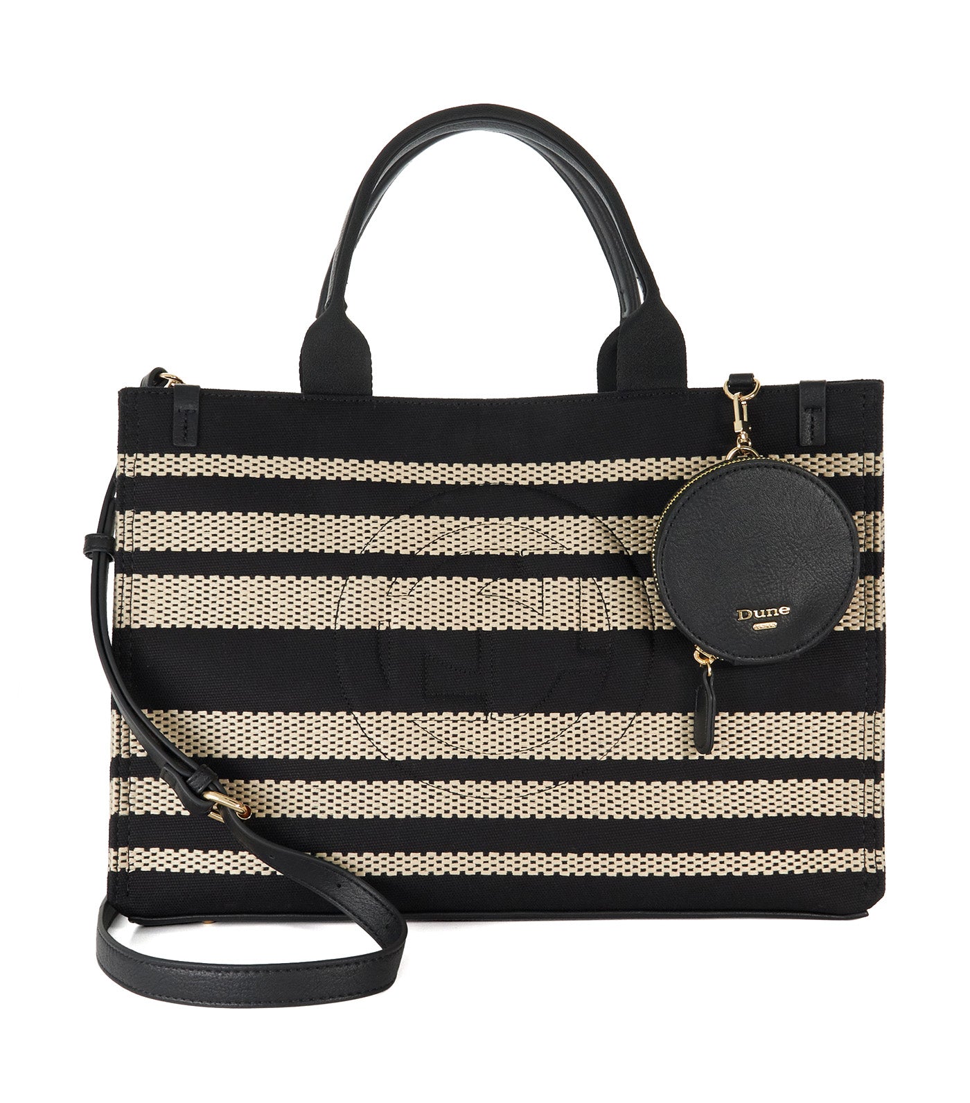 Deltra Large Stripe Canvas Tote Black