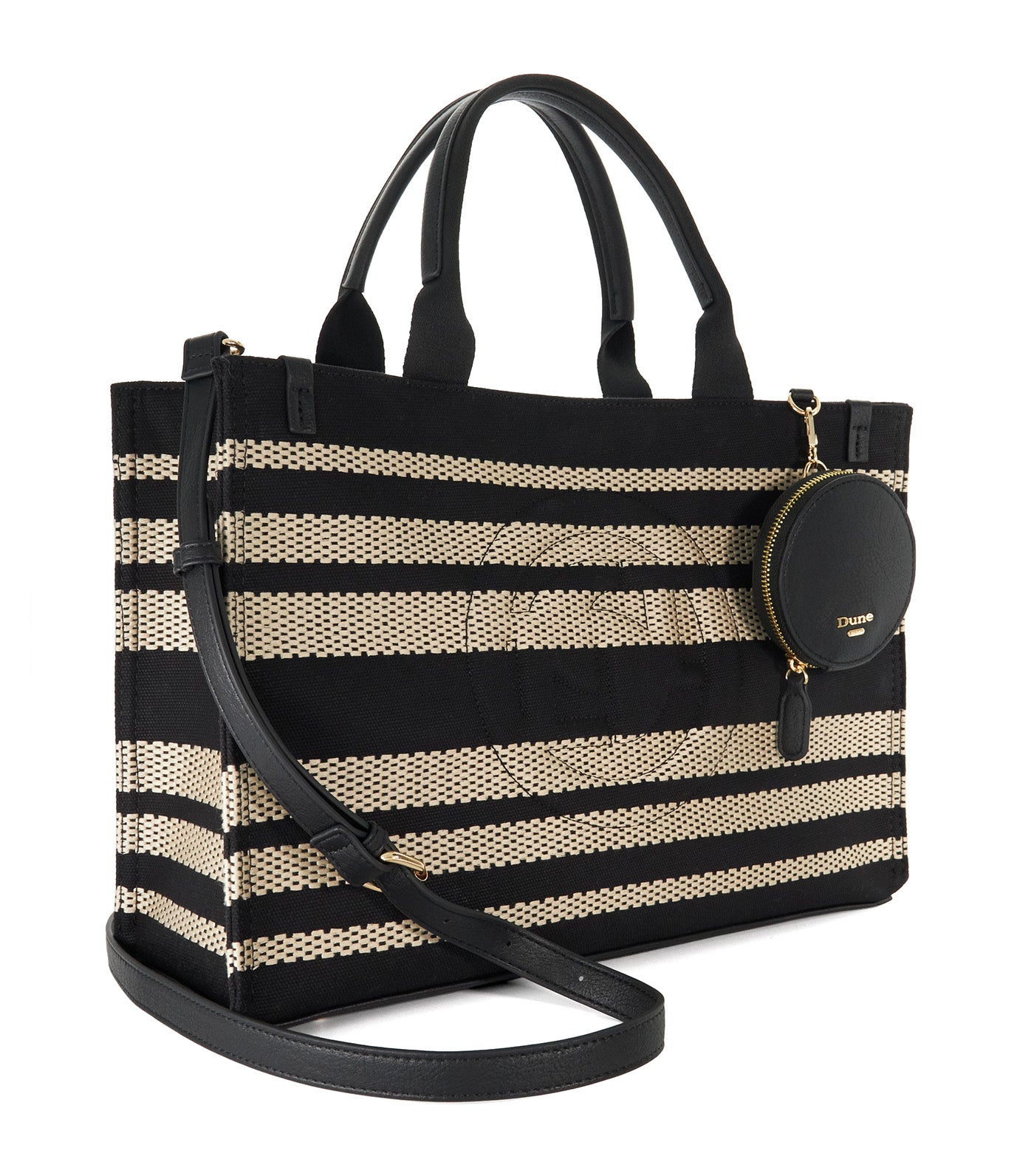 Deltra Large Stripe Canvas Tote Black