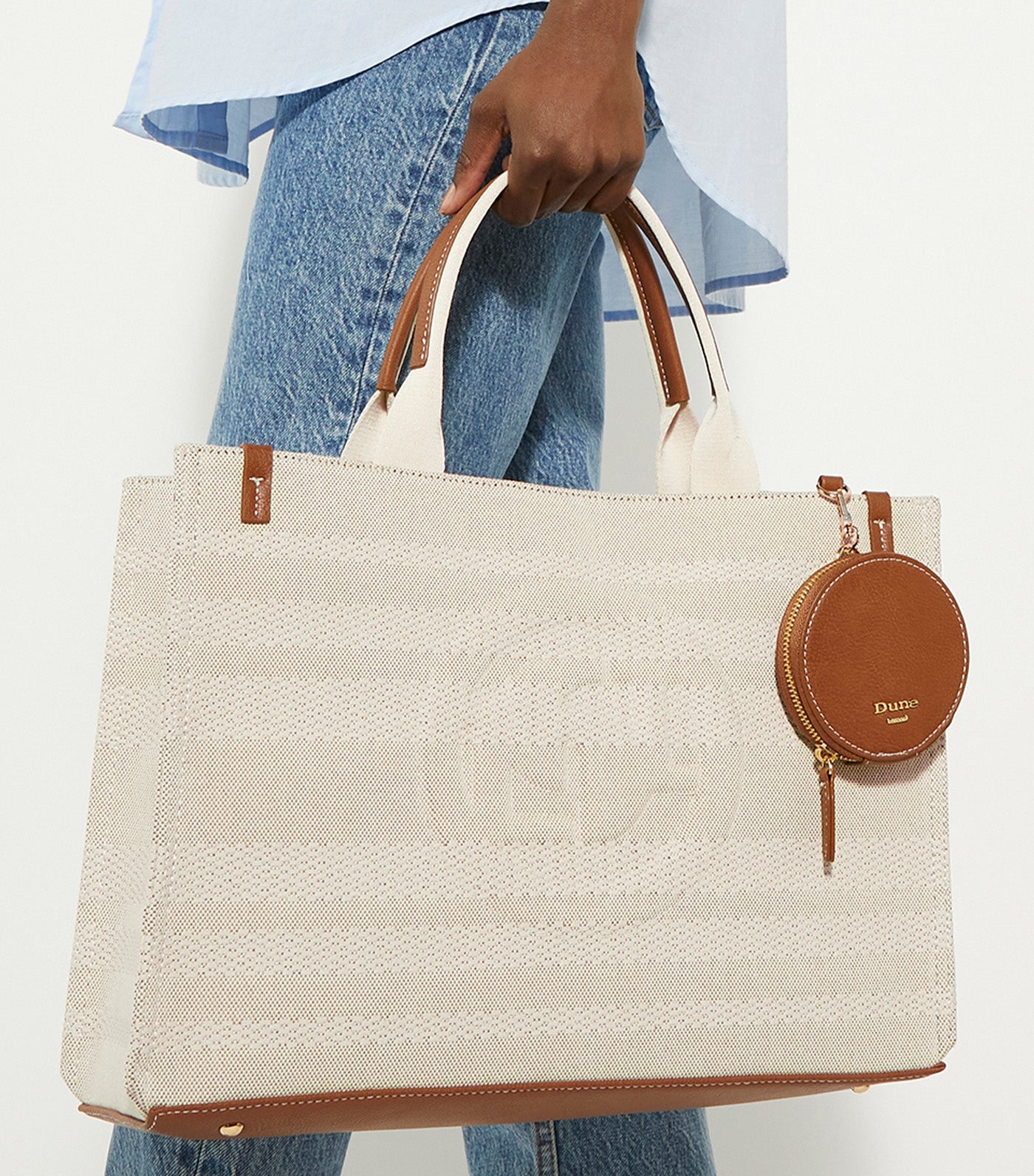 Deltra Large Stripe Canvas Tote Natural