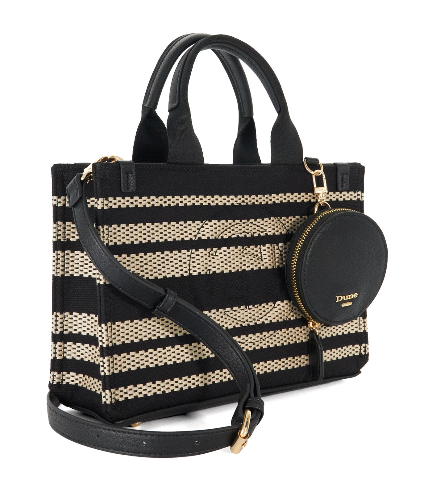 Dinkydeltra Mini Striped Canvas Tote Black