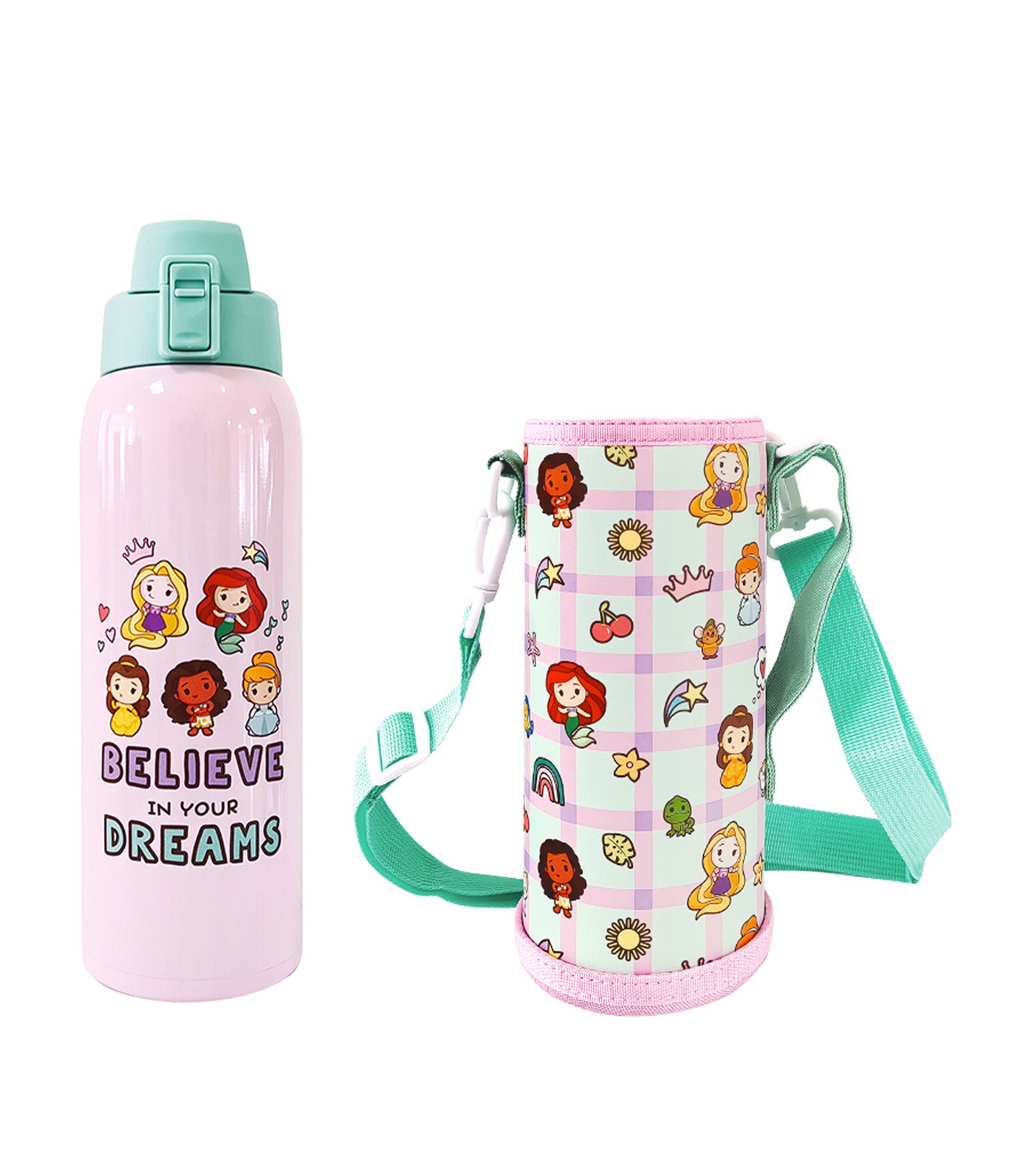 Disney 1L Insulated Tumbler with Carrying Pouch - Disney Princess Chibi