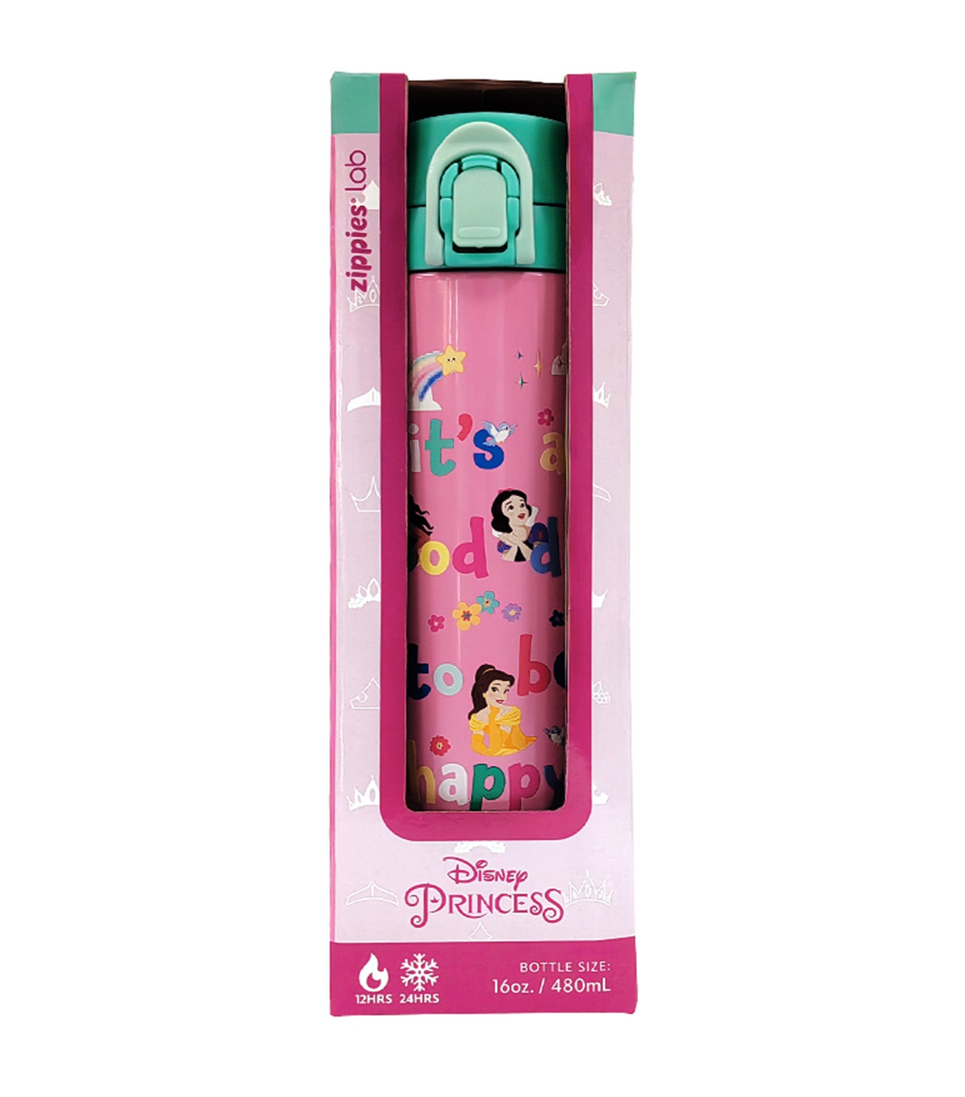 Disney 480ml Flip Top Insulated Water Bottle - Princess More Than A Rainbow DN0198