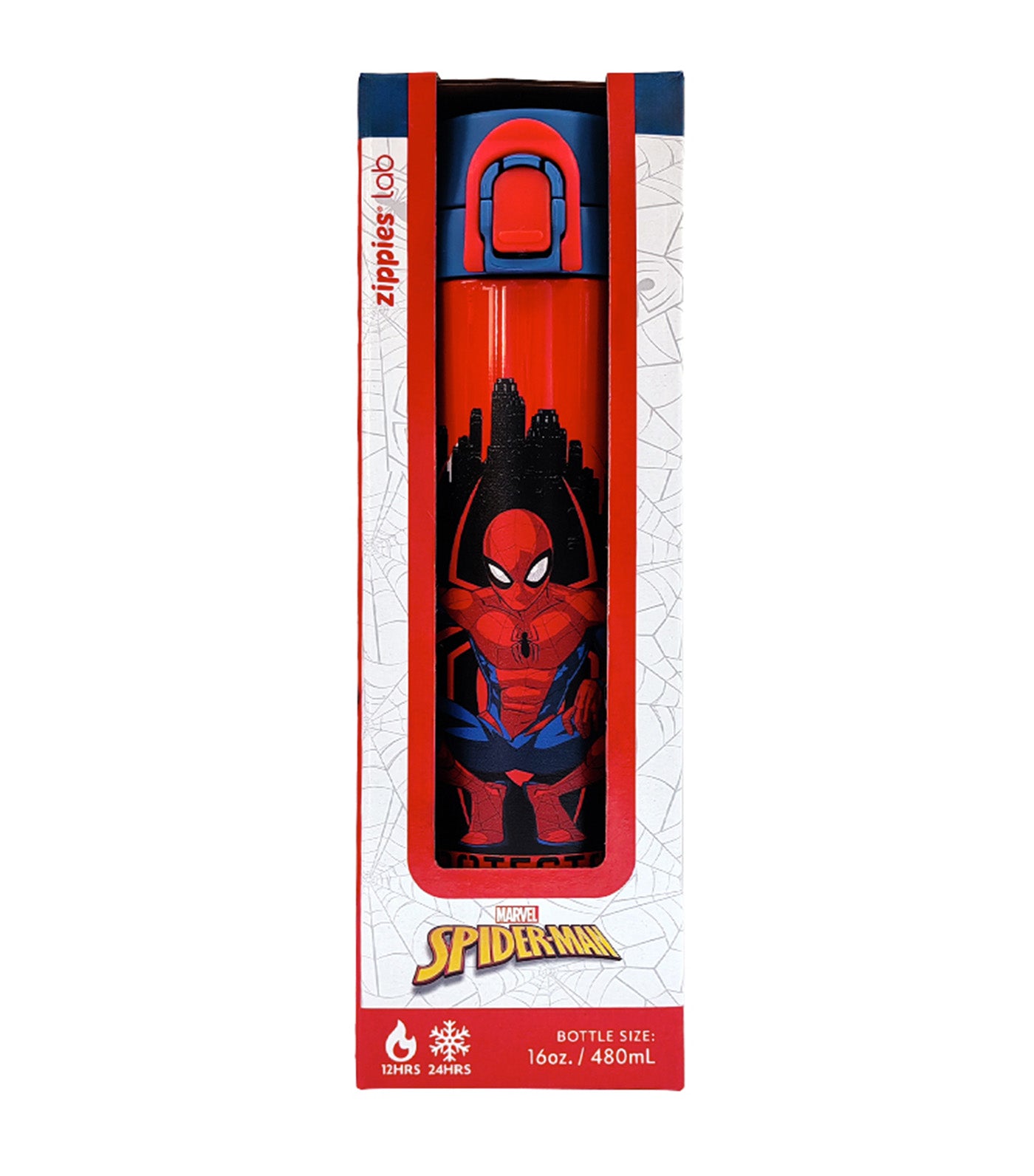 Disney Marvel 480ml Flip Top Insulated Water Bottle - Spider-Man Protector of NY DN0214