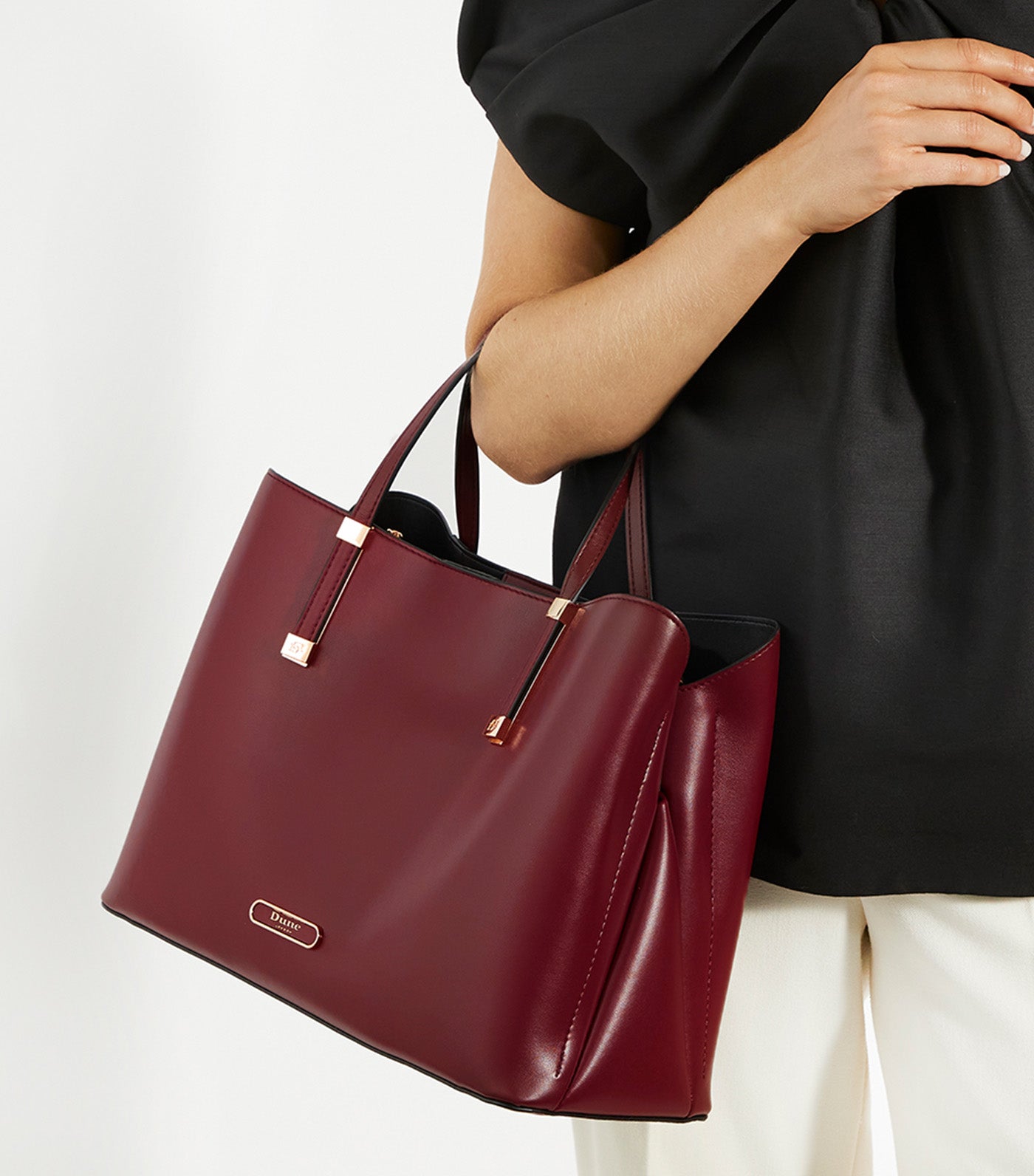 Dune London Dorrie トートバッグ Dorry Black, Branded Hardware Tote Bag | Dune London