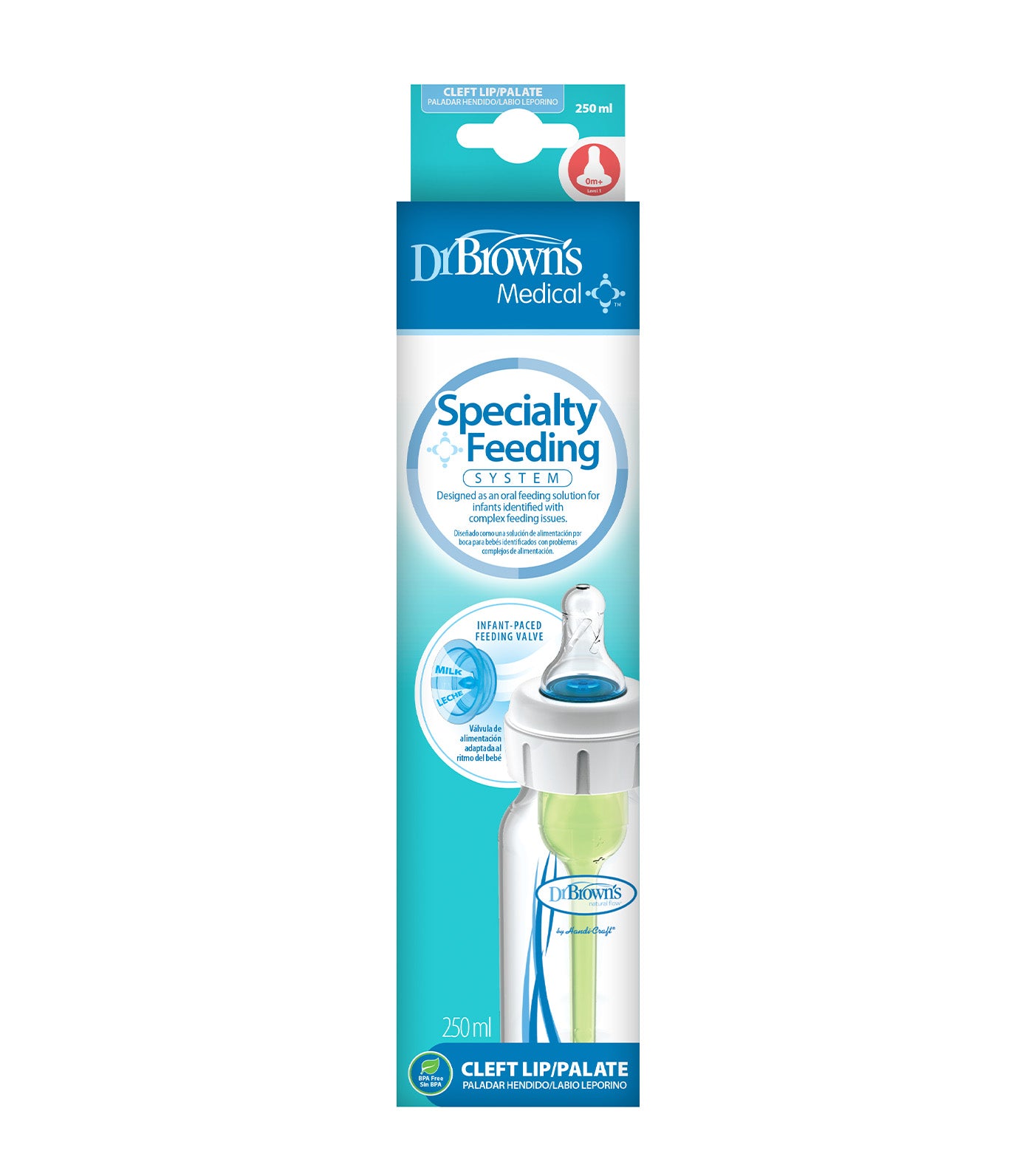 Bottle Retail with Paced Feeding Valve L1 Nipple 250ml