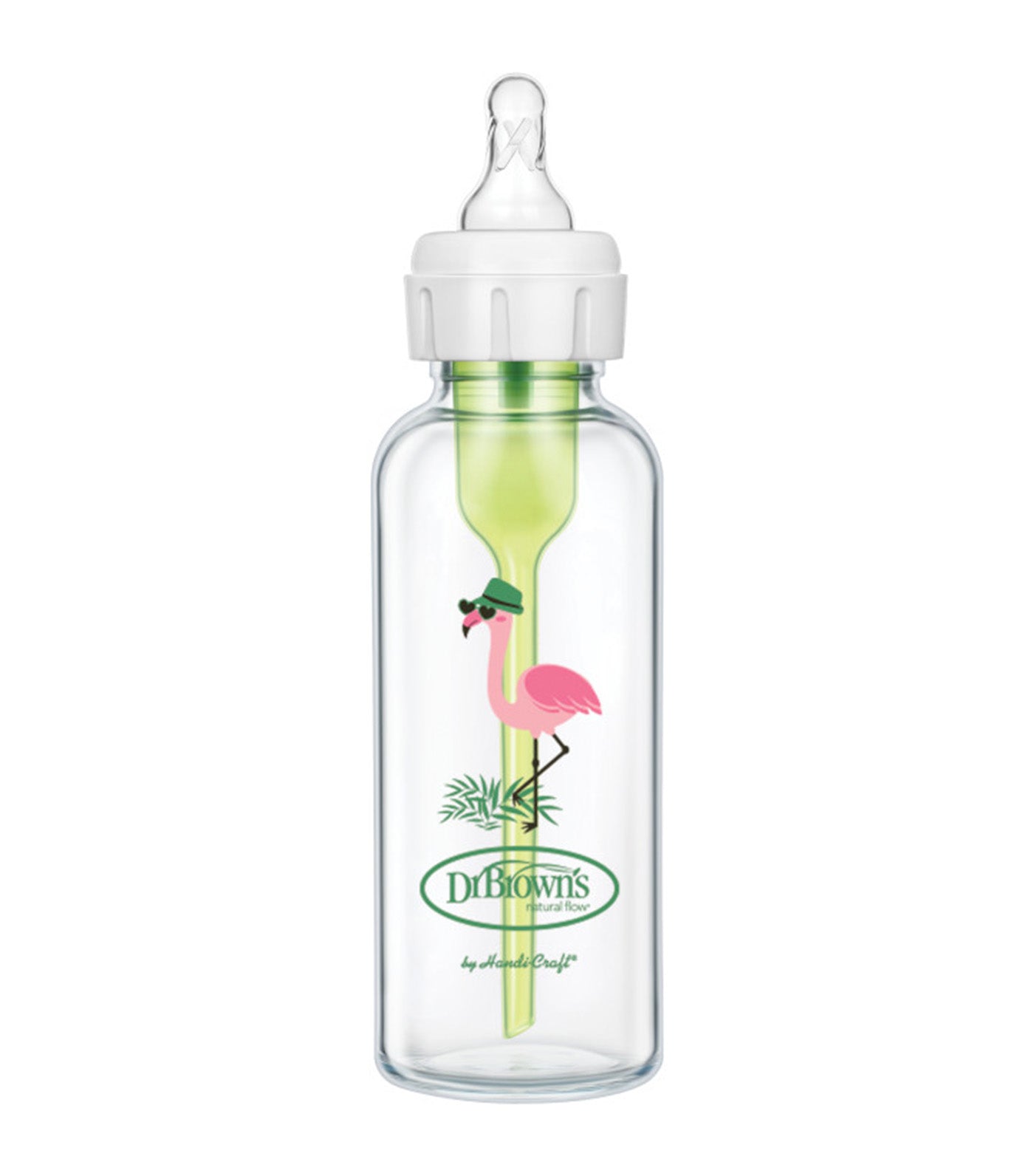 Feeding Bottle Glass Options+ Narrow-Neck Level 2 Nip 250ml - Flamingo
