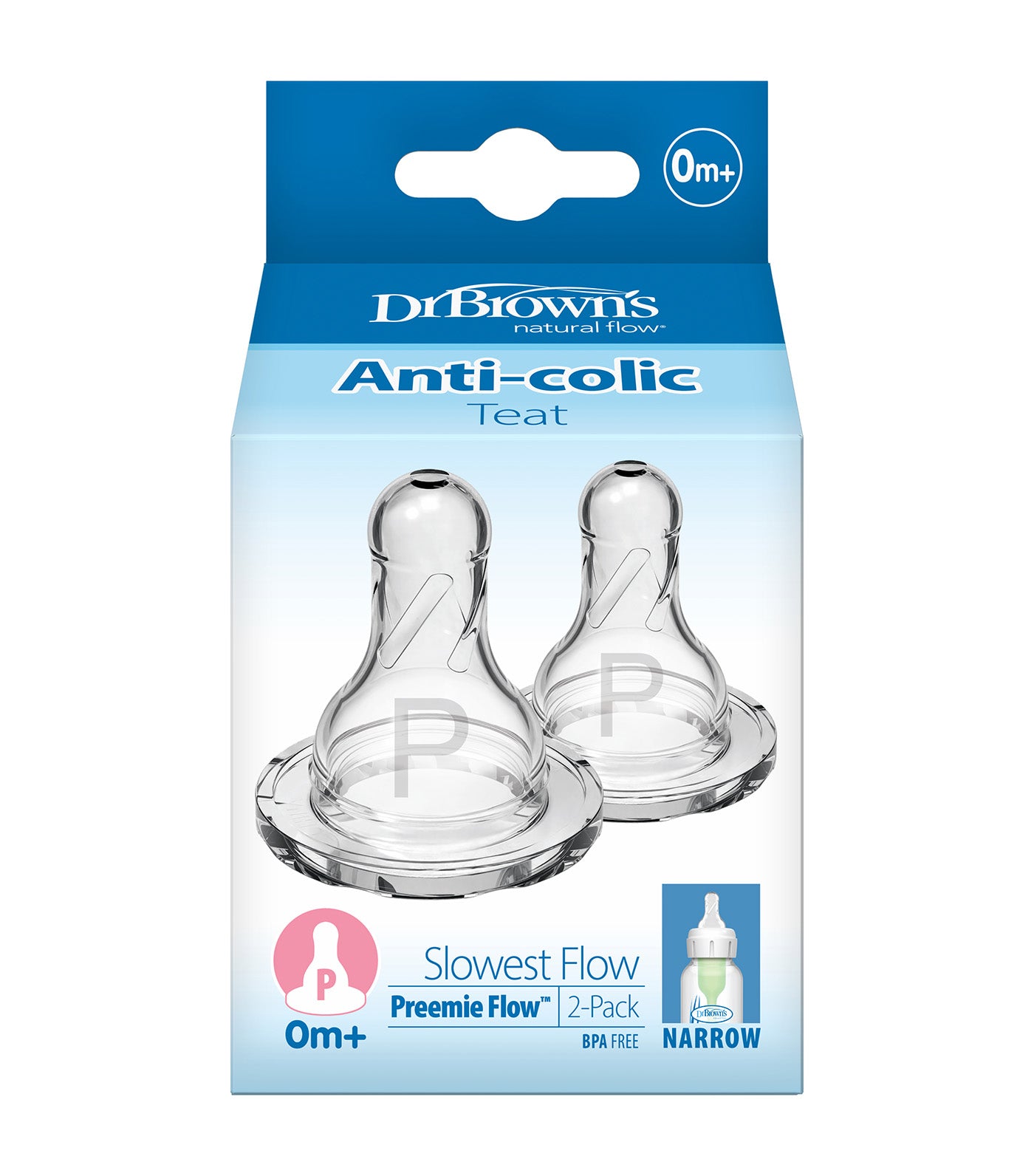 Preemie Flow Silicone Narrow Nipple, 2 Pieces/Pack