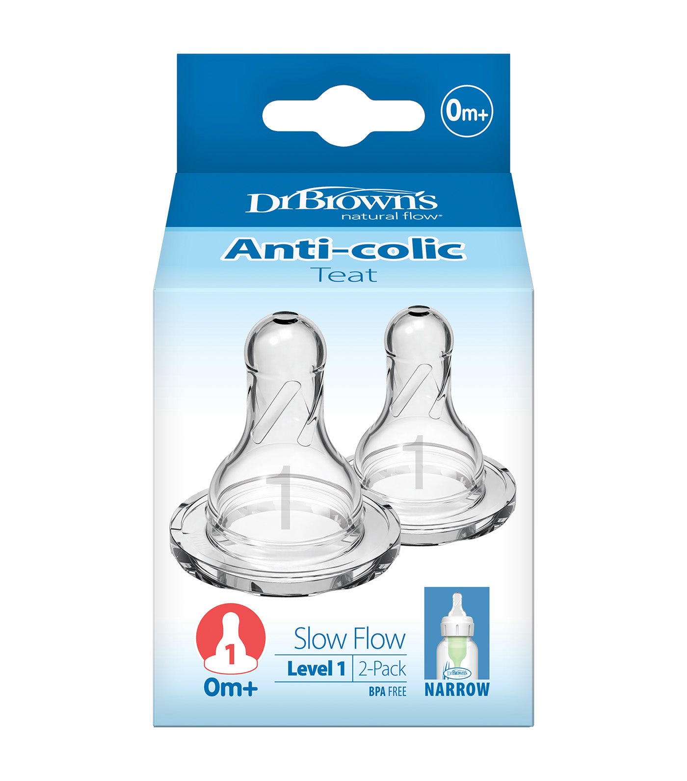 Options+ Narrow Neck Nipple, 2 Pieces/Pack