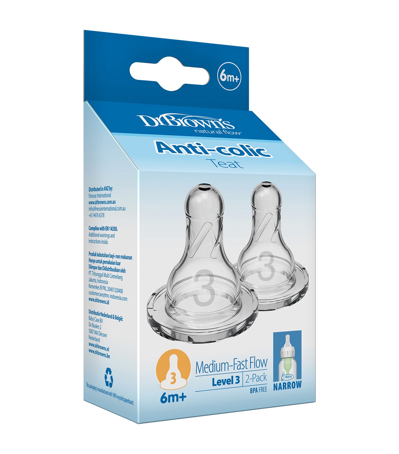 Options+ Narrow Neck Nipple, 2 Pieces/Pack