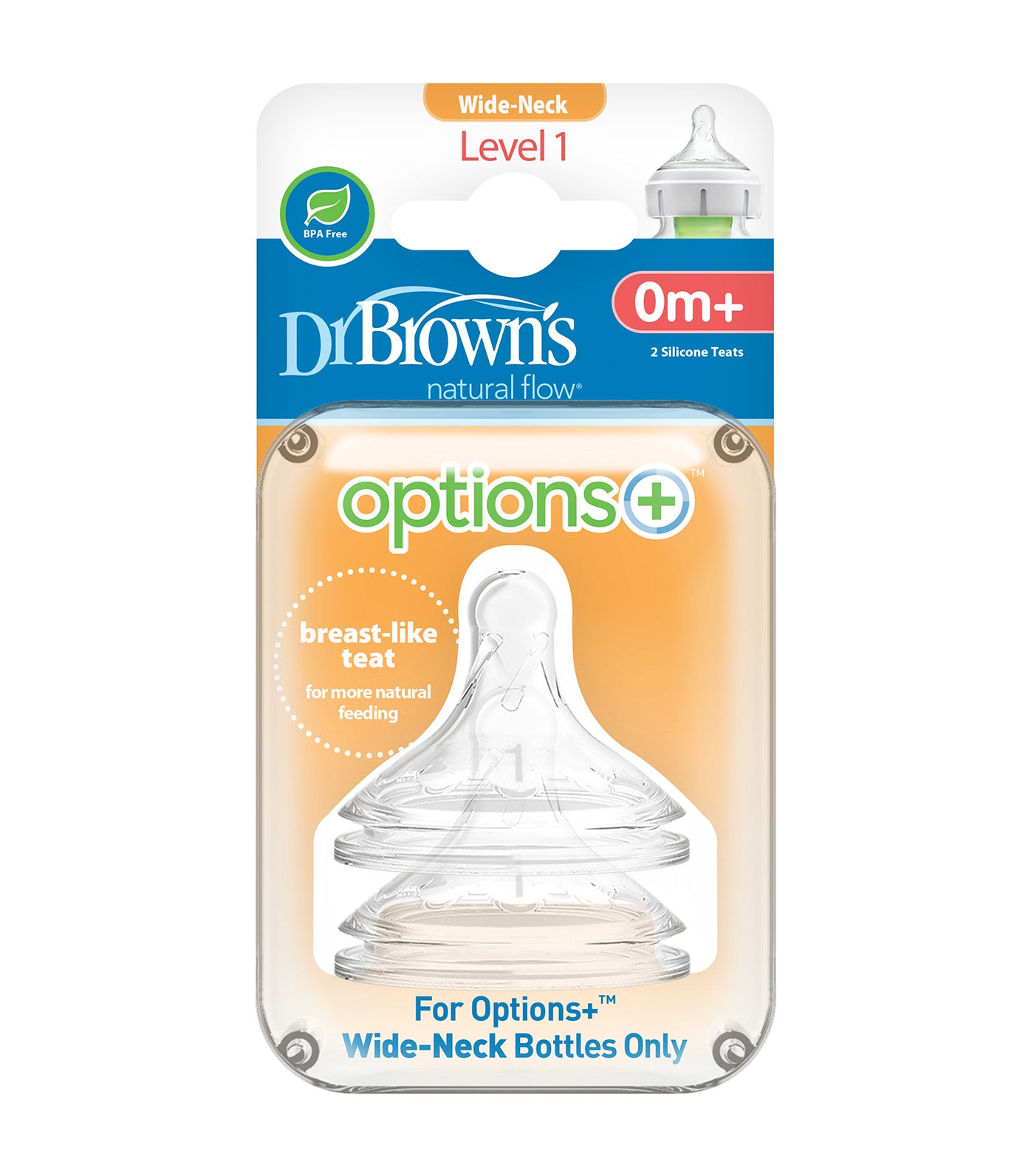 Options+ Silicone Wide-Neck Nipple, 2 Pieces/Pack