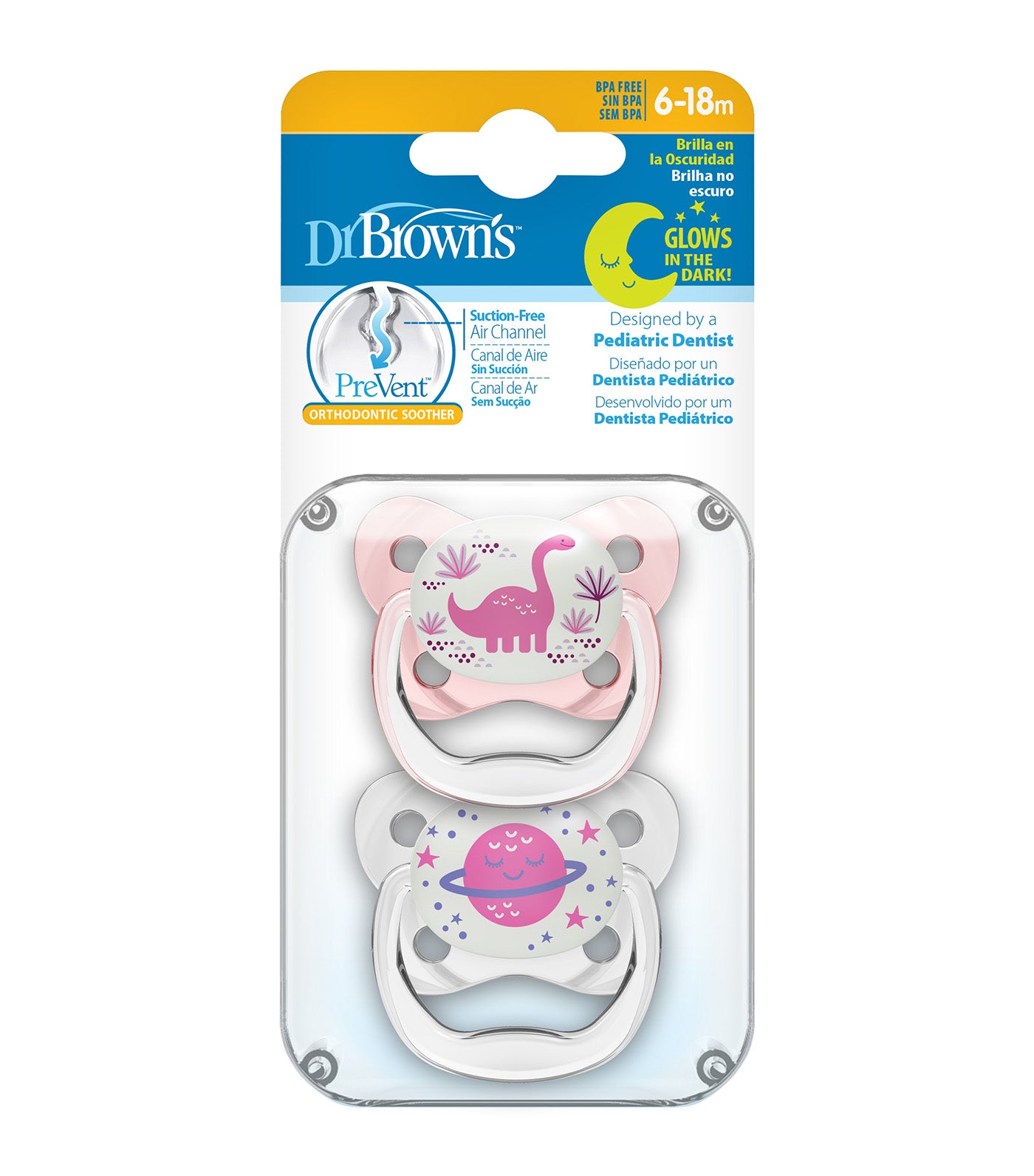 PreVent Glow-in-the-Dark Butterfly Shield Stage 2 Pacifier, 2 Pieces/Pack