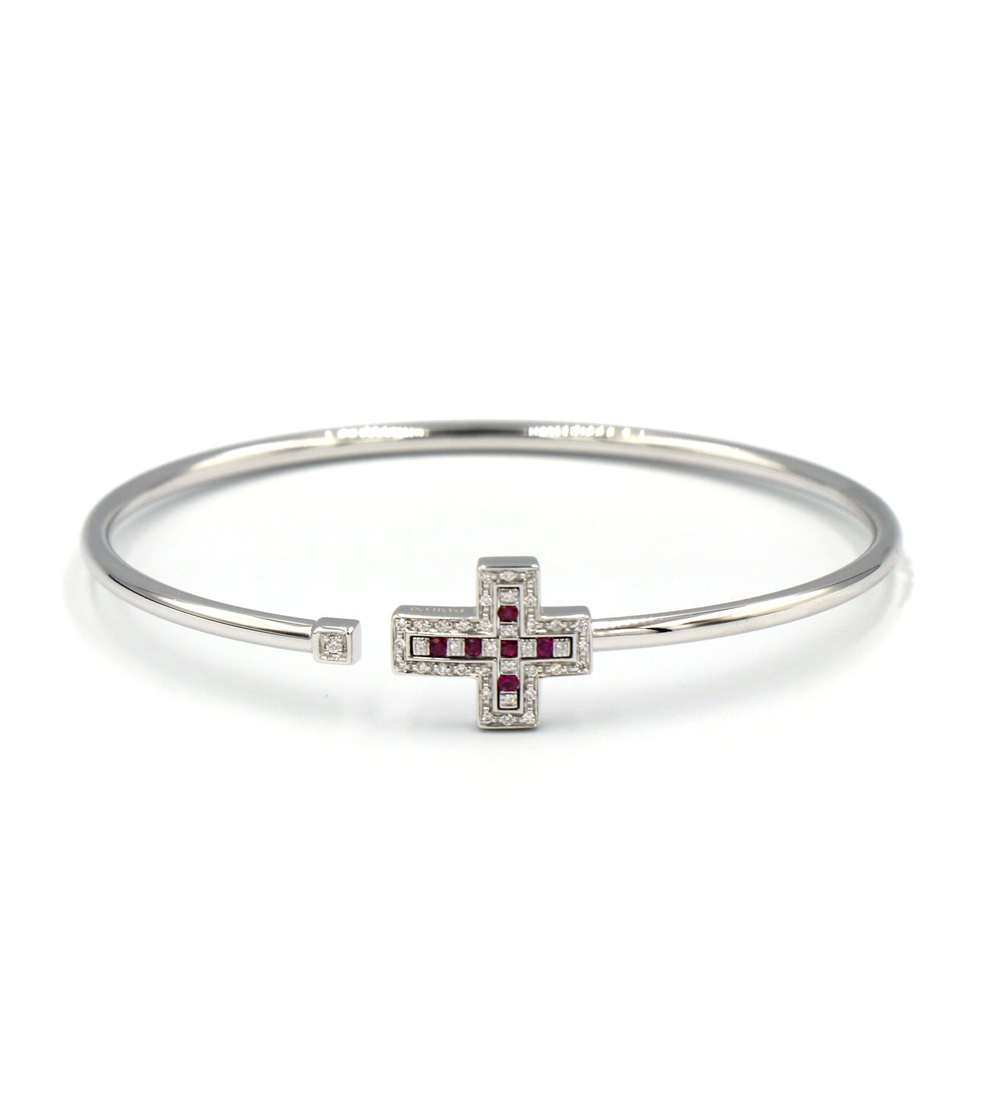 White Gold Cross Bracelet with Diamond and Ruby