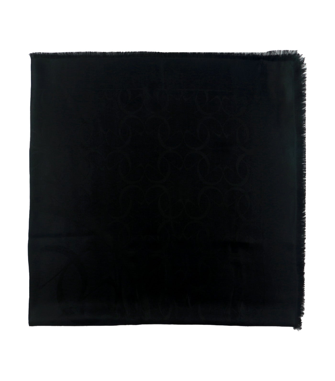 Silk Wool Lurex Jacquard Foulard Black