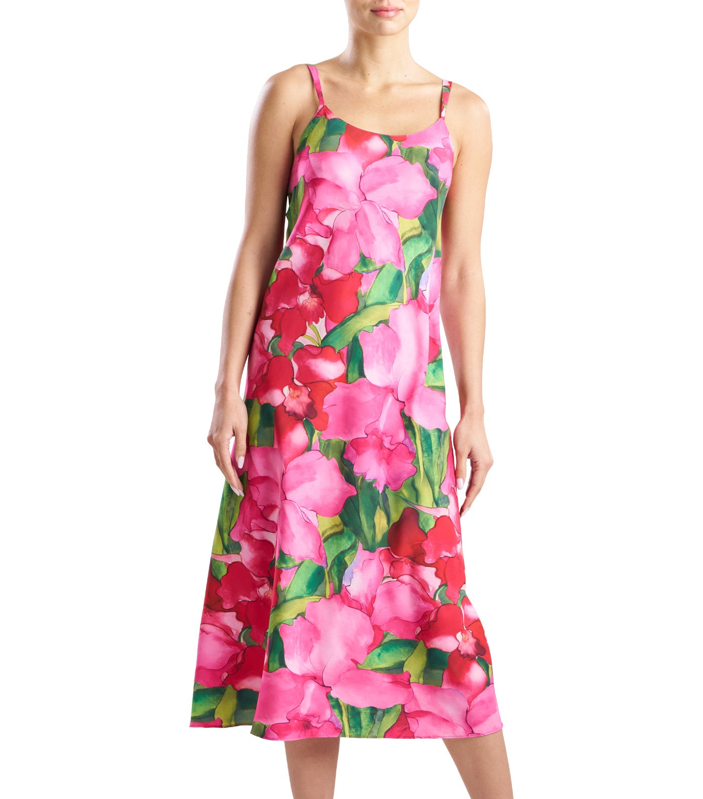 Isla Printed Satin Slip Dress Pink
