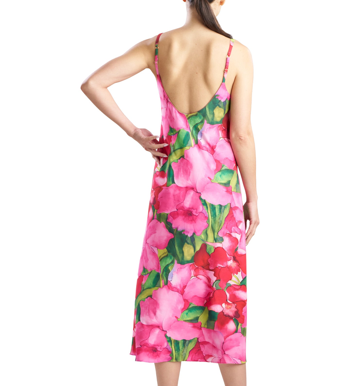Isla Printed Satin Slip Dress Pink