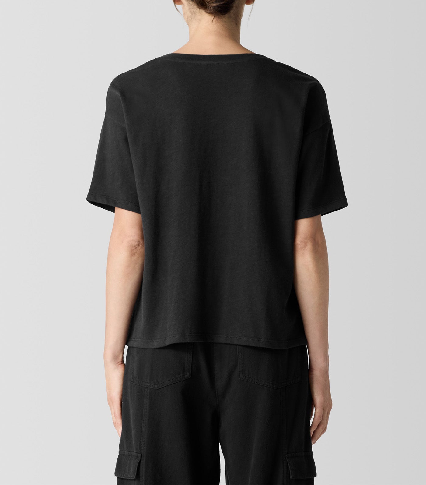 Crew Neck Short Sleeves Box Top Black