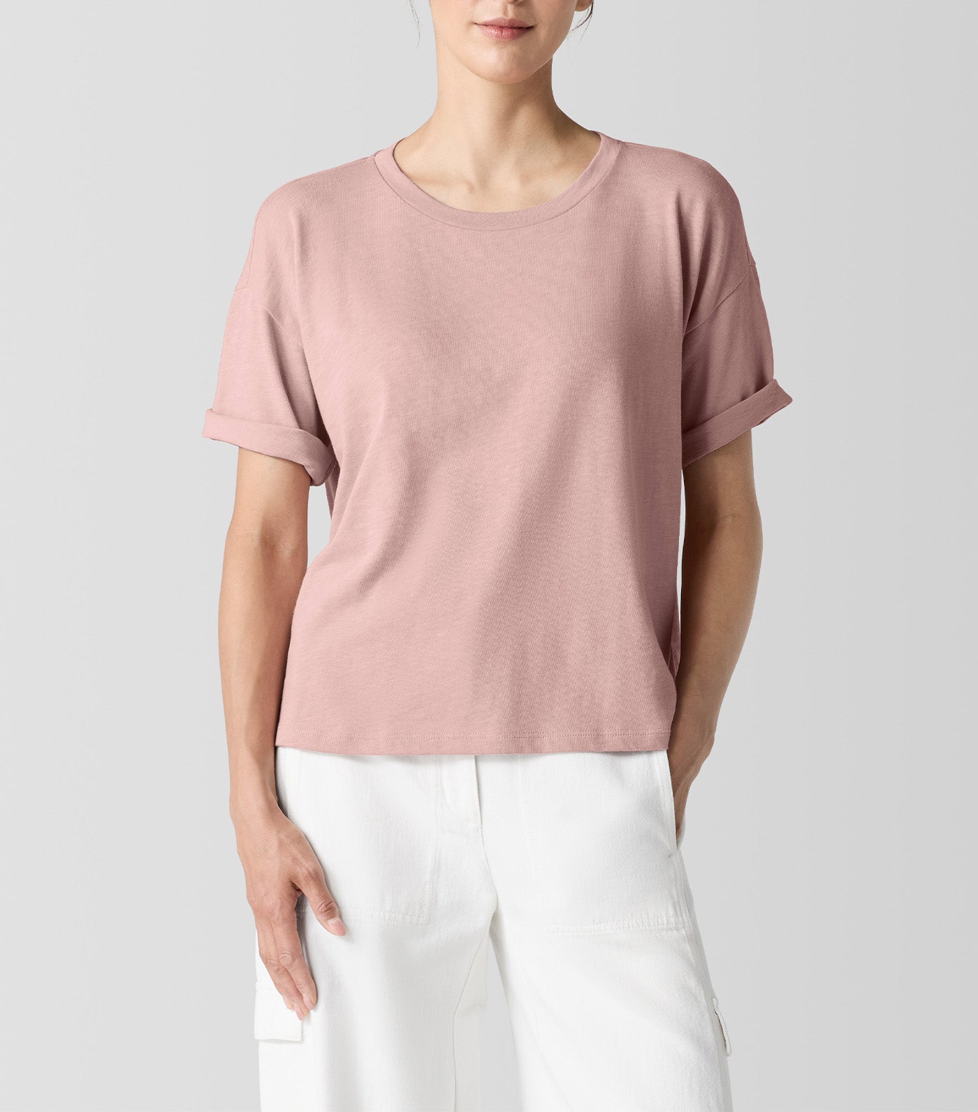 Crew Neck Short Sleeves Box Top Opal