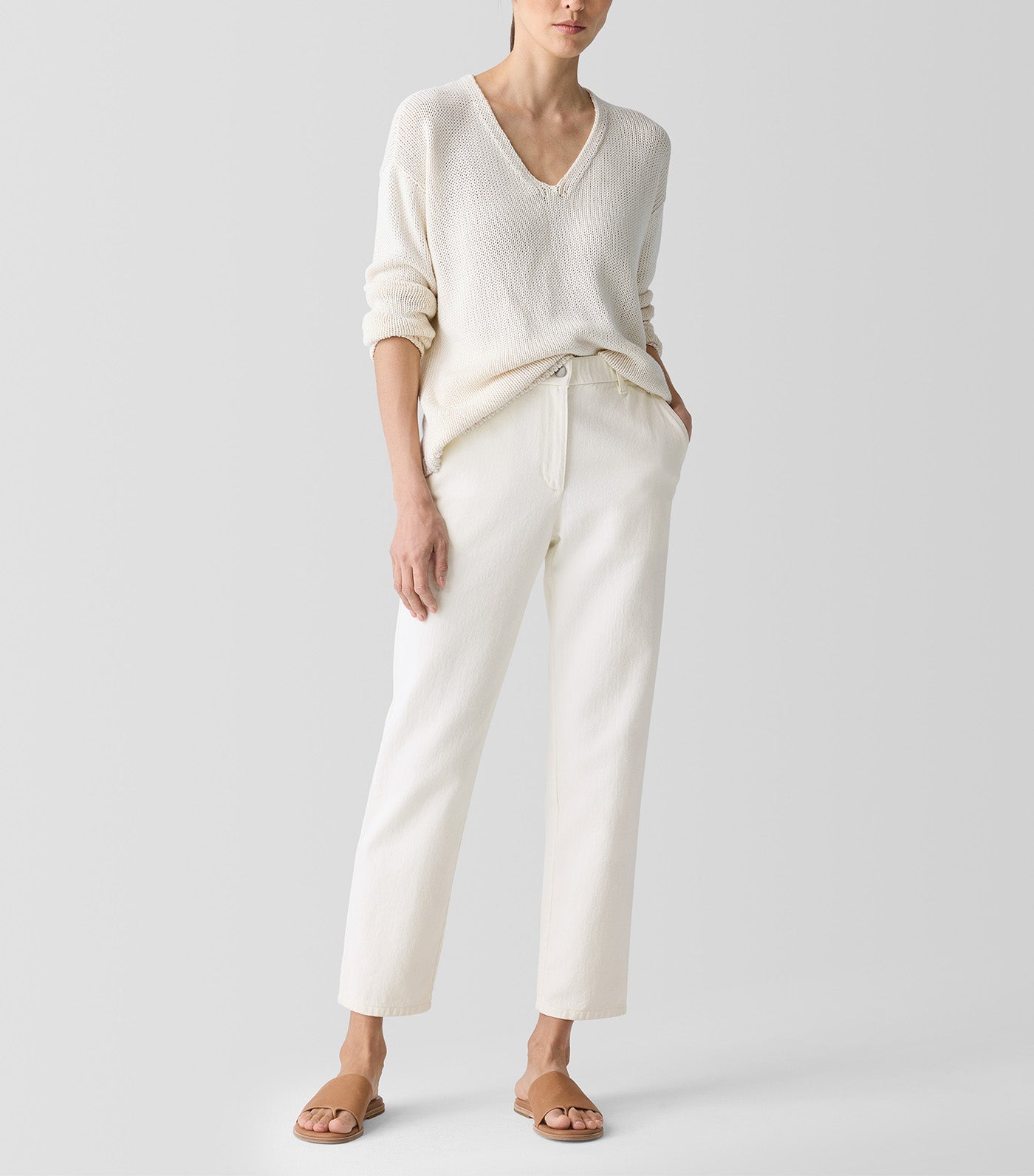 Tapered Ankle Pants Undyed Natural