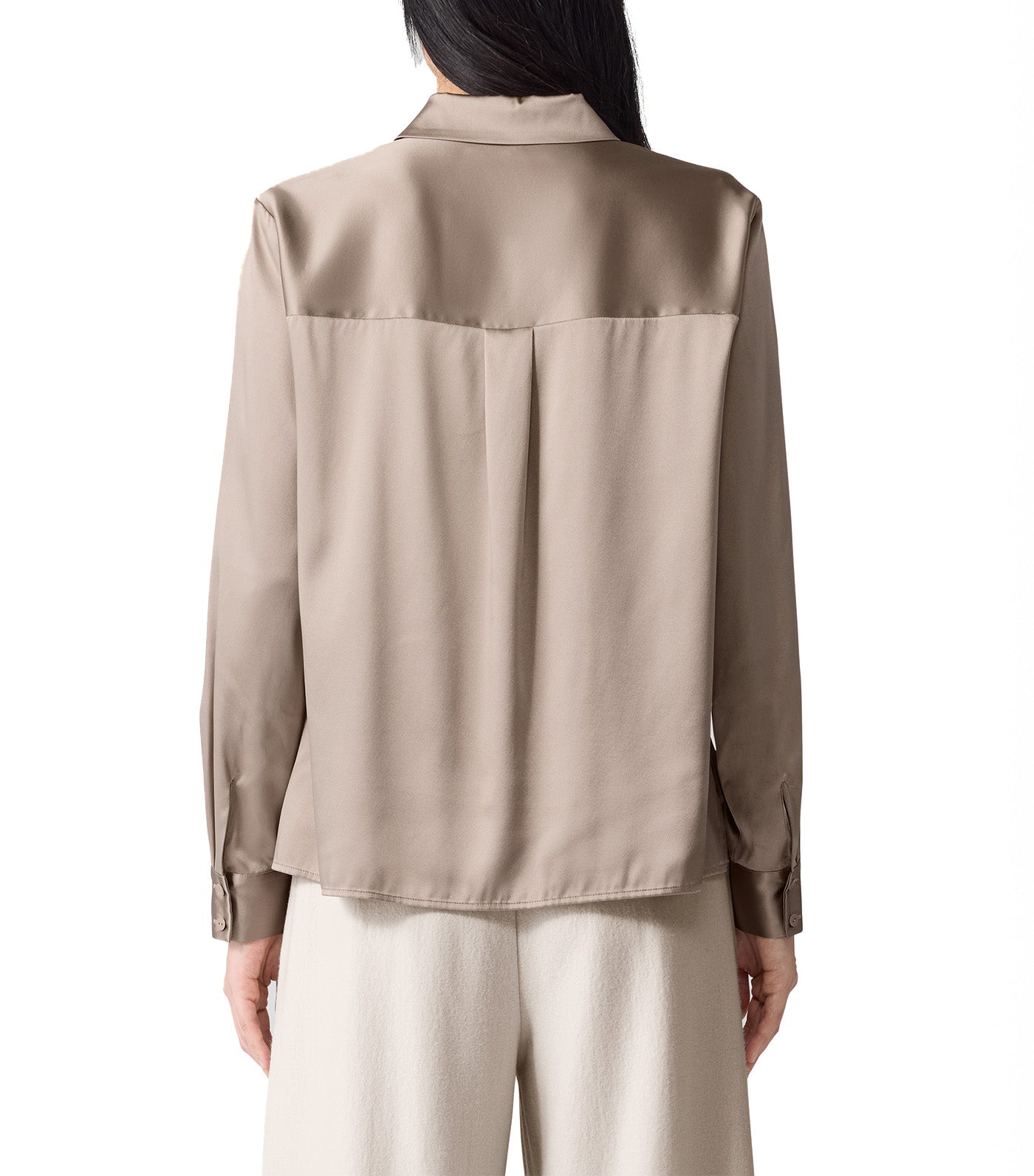 Stretch Silk Charmeuse Classic Collar Shirt Dove