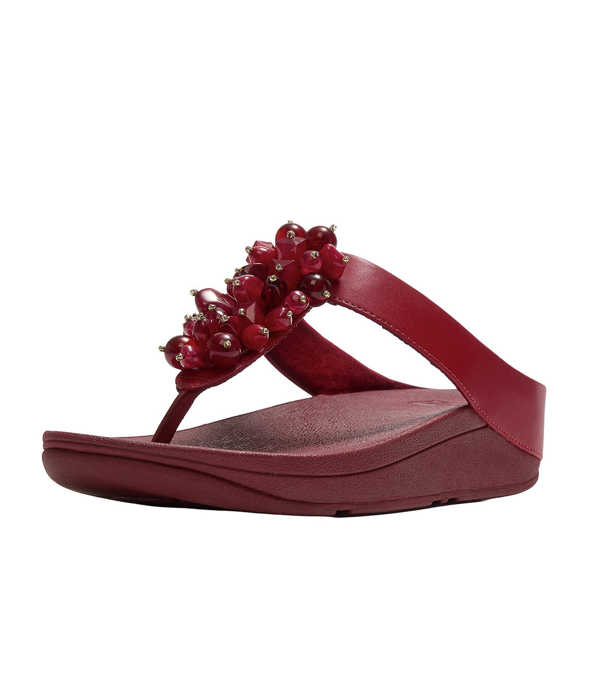 Fino Bead-Cluster Toe-Post Sandals Burnt Berry