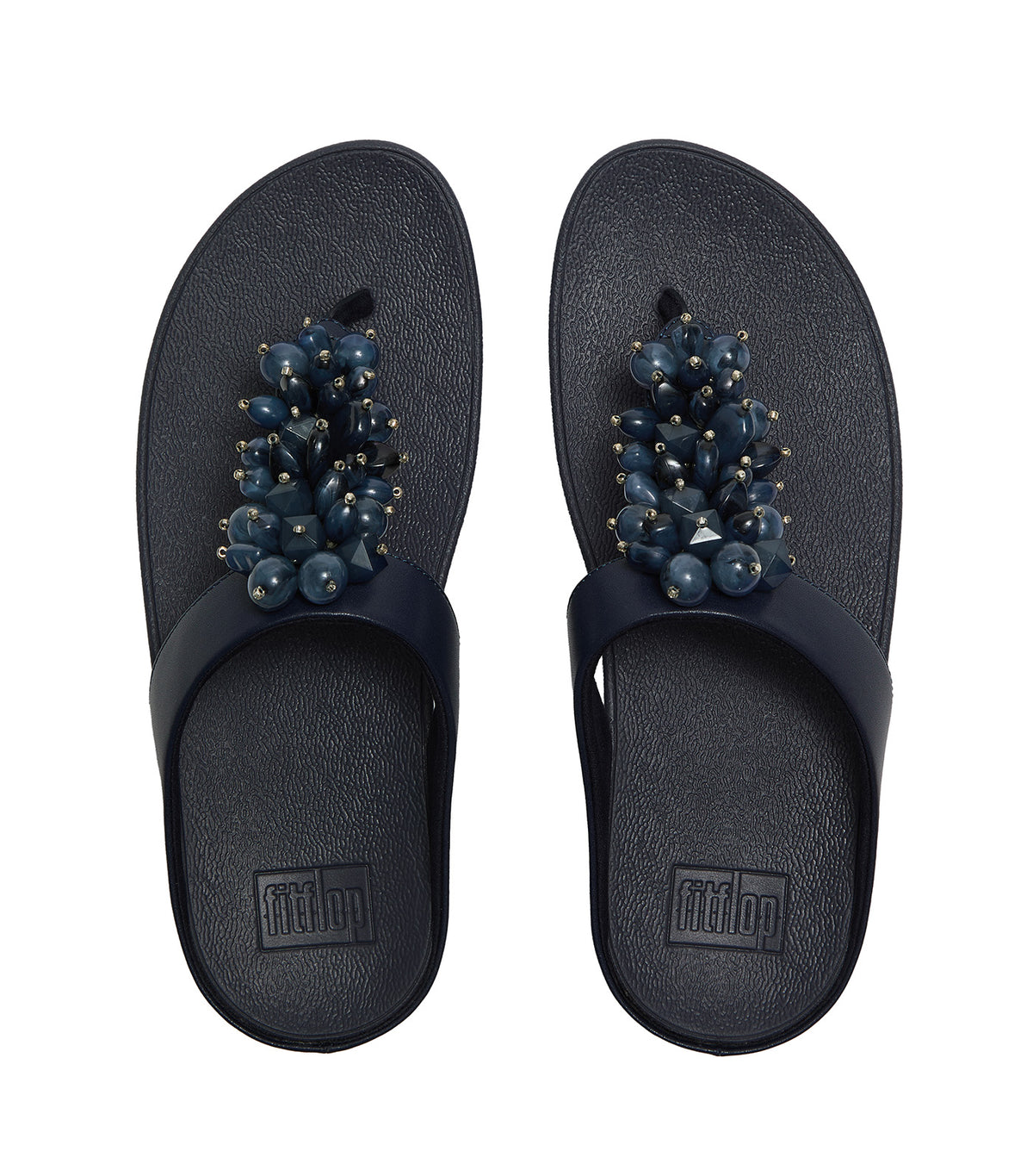 Fino Bead-Cluster Toe-Post Sandals Midnight Navy