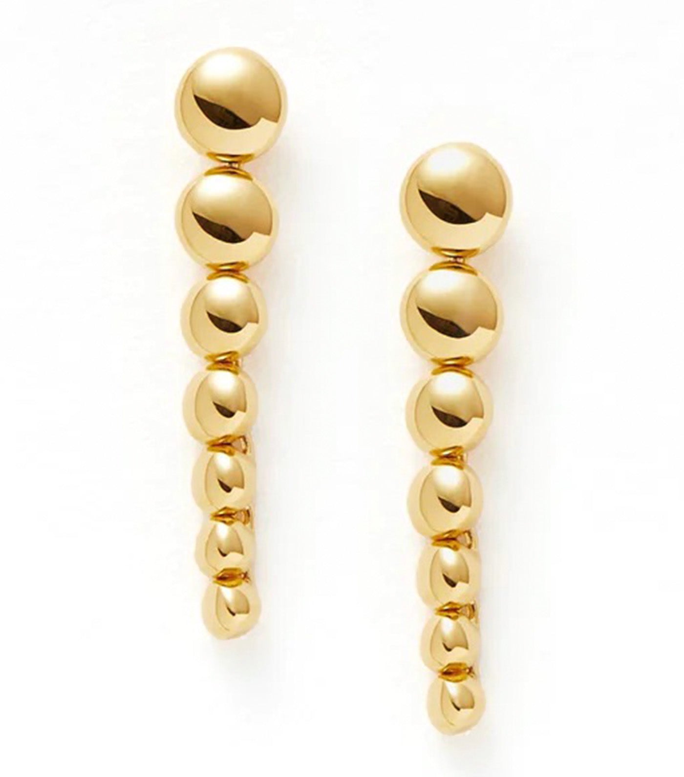 Articulated Beaded Drop Stud Earrings Gold