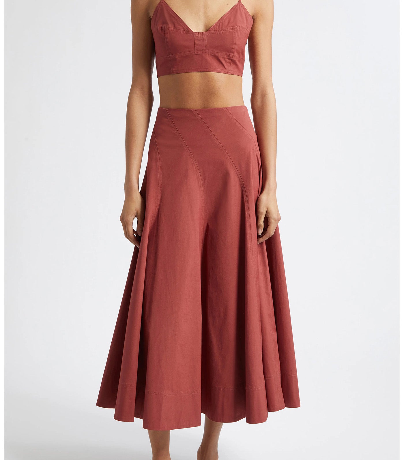 Gemma Stretch Cotton Midi Skirt Apple Butter