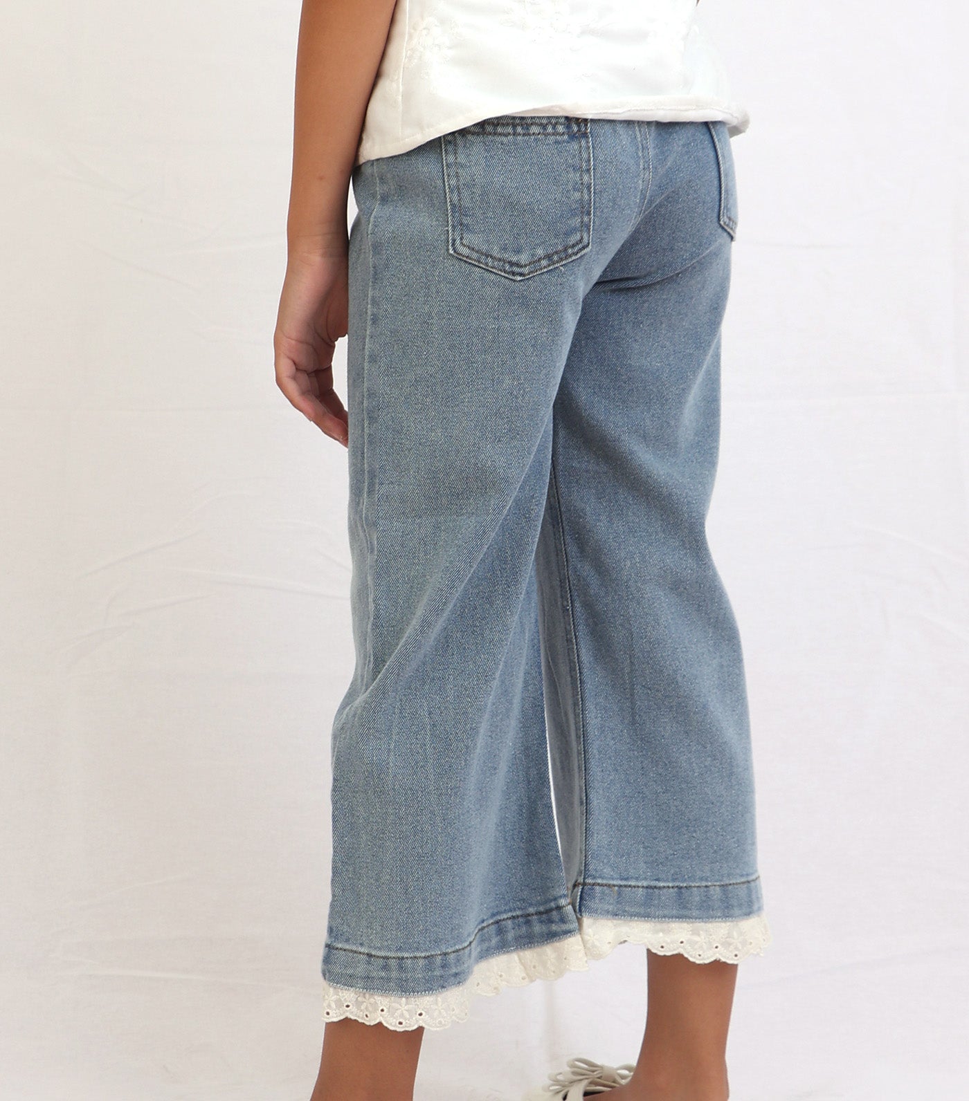 Gia Denim Pants with Ribbon and Lace