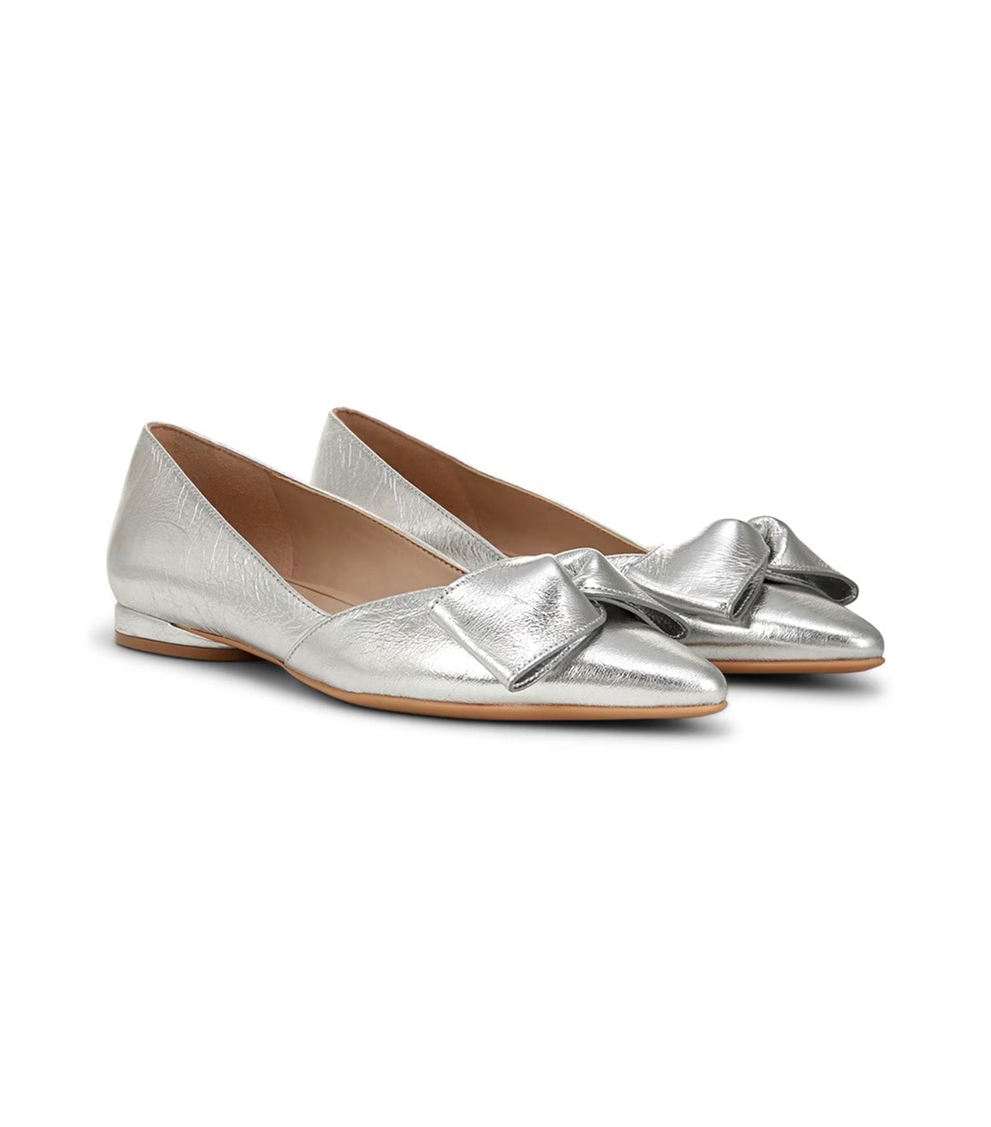 Havana Bow Flat Silver Leather