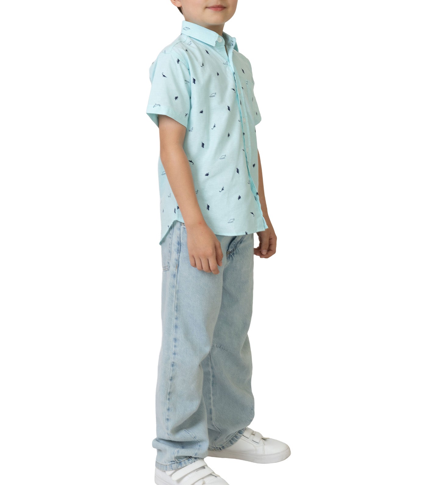 Rustan Jr. Hans Short Sleeve Dino Print Green