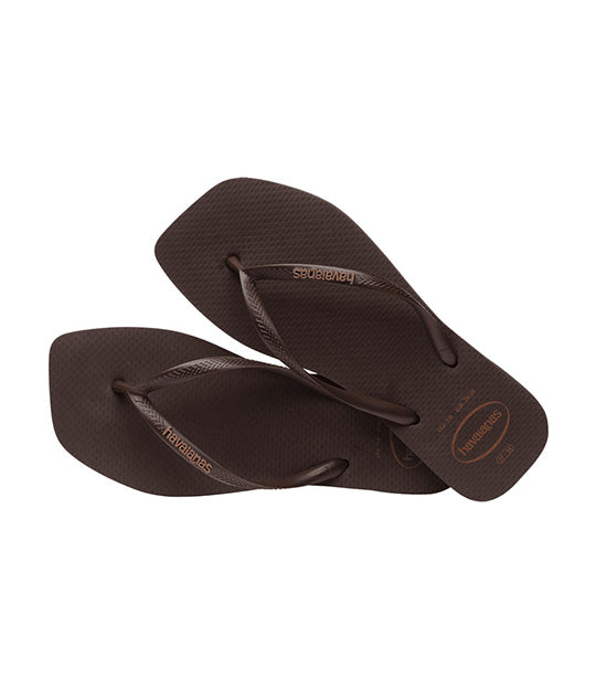 Slim Square Logo Pop Up Flip Flops Dark Brown