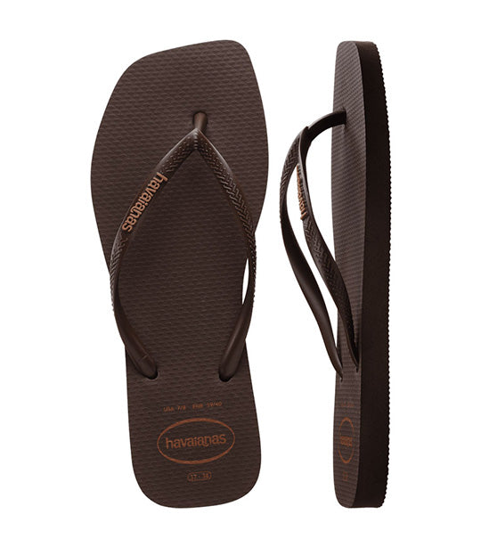 Slim Square Logo Pop Up Flip Flops Dark Brown