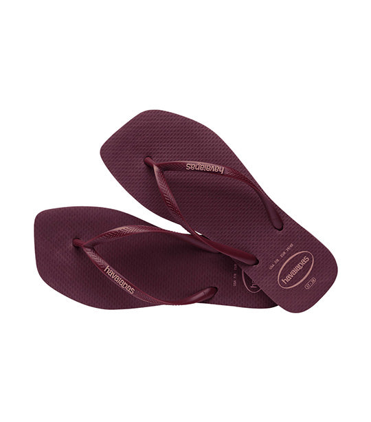 Slim Square Logo Pop Up Flip Flops Dark Purple Soil