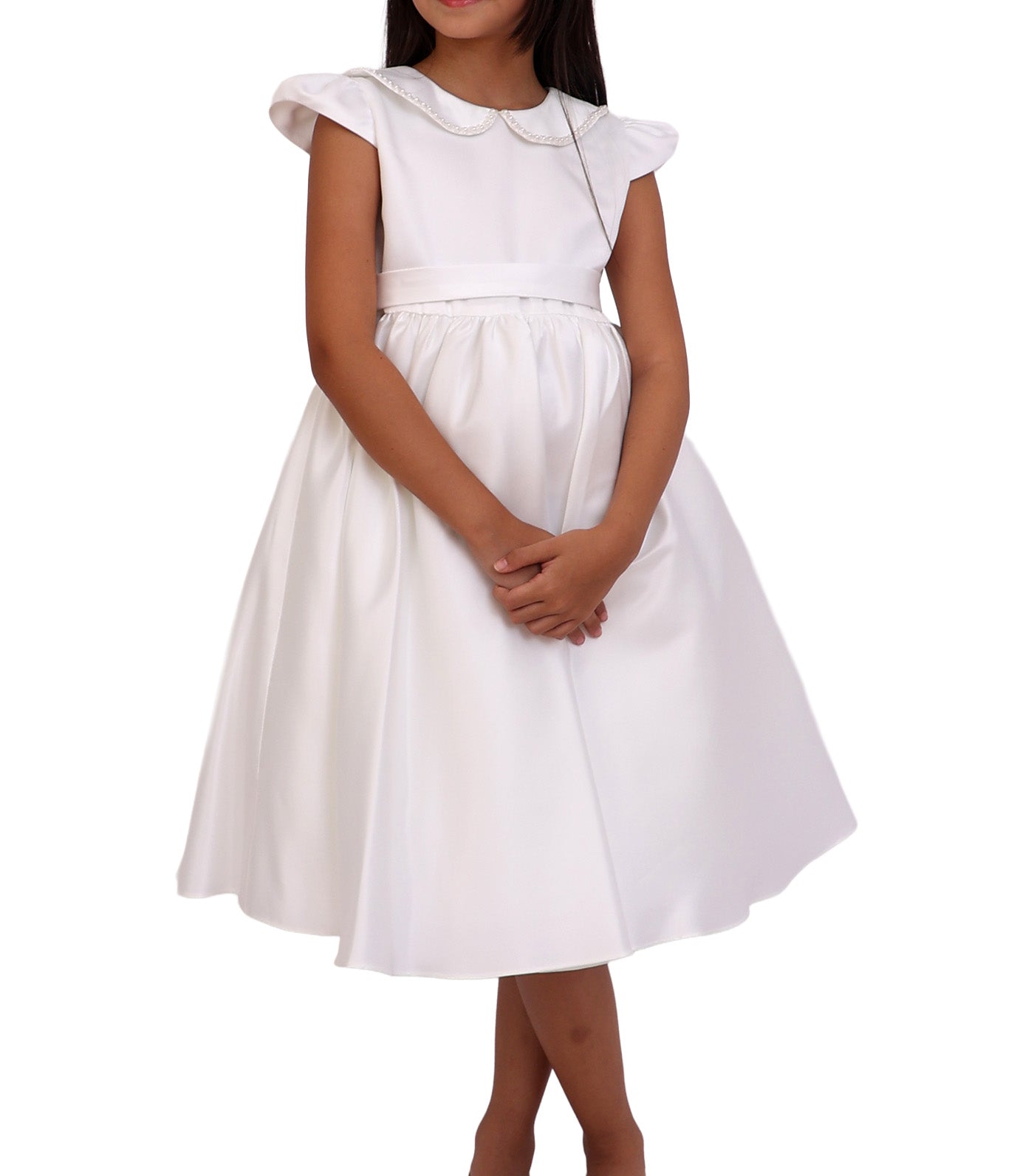Hillary Peter Pan Collared Formal Dress White