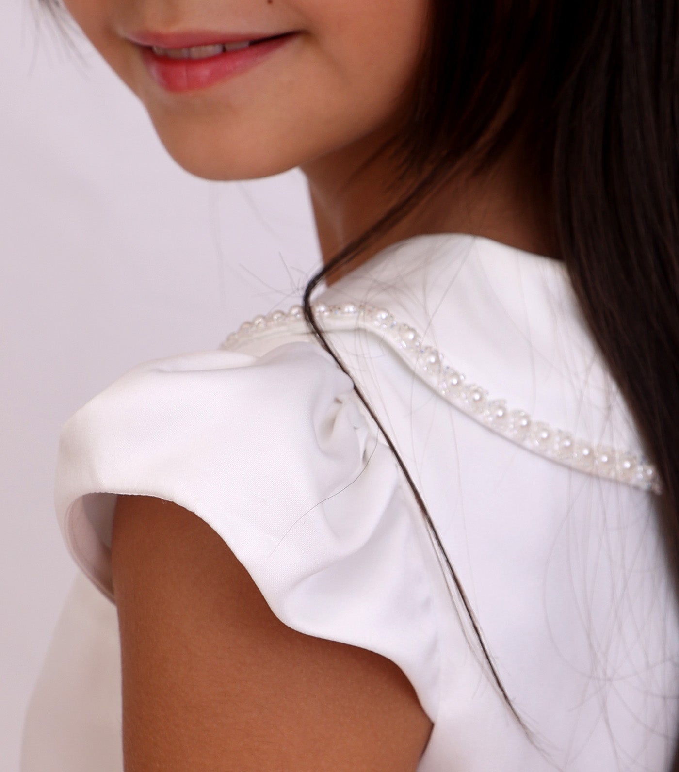 Hillary Peter Pan Collared Formal Dress White
