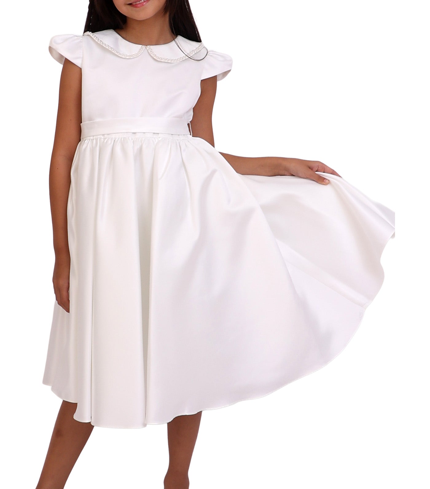 Hillary Peter Pan Collared Formal Dress White