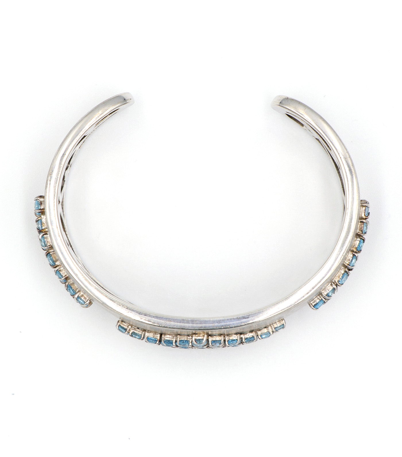 Sterling Silver Rhodium Plated Blue Topaz Bracelet