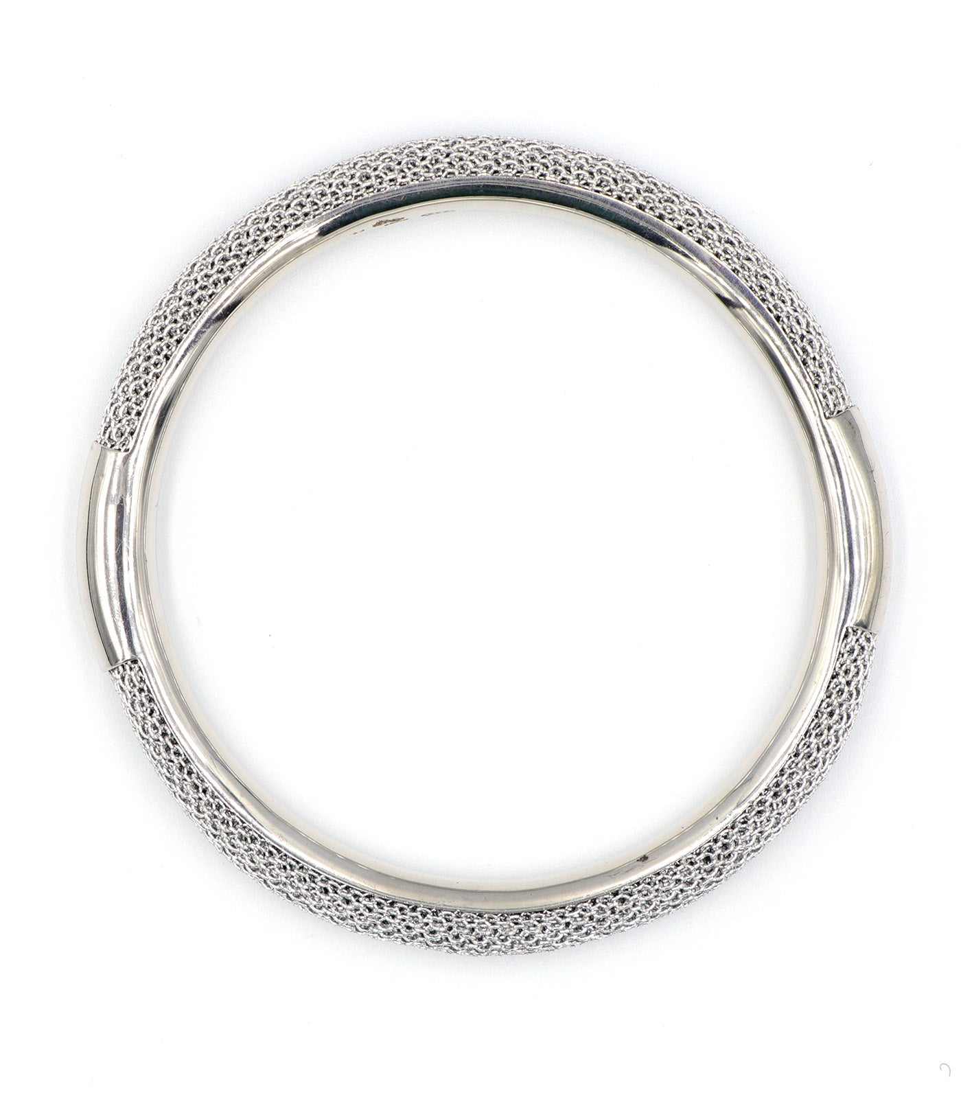 Sterling Silver Rhodium Plated Mesh Bracelet