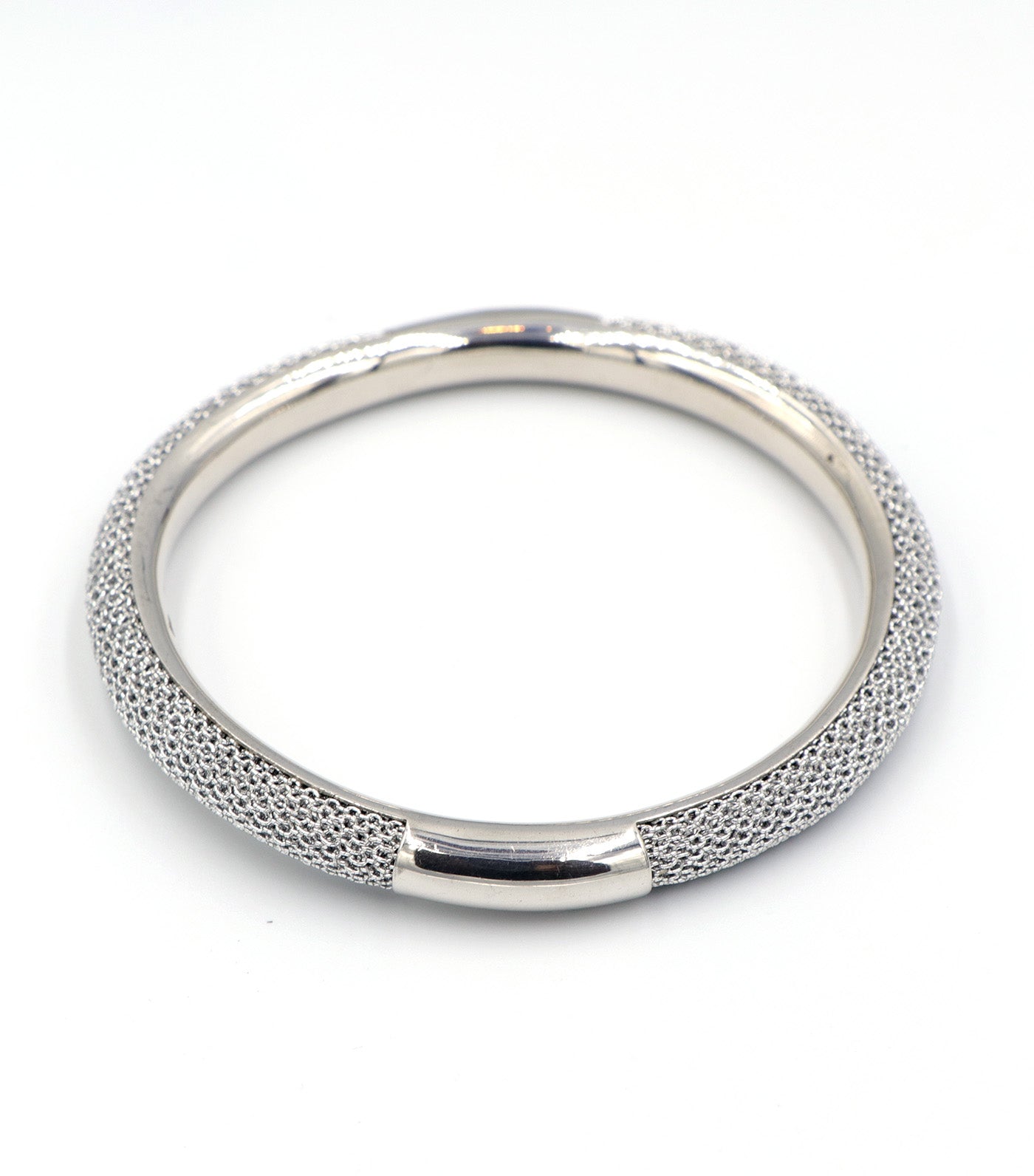 Sterling Silver Rhodium Plated Mesh Bracelet