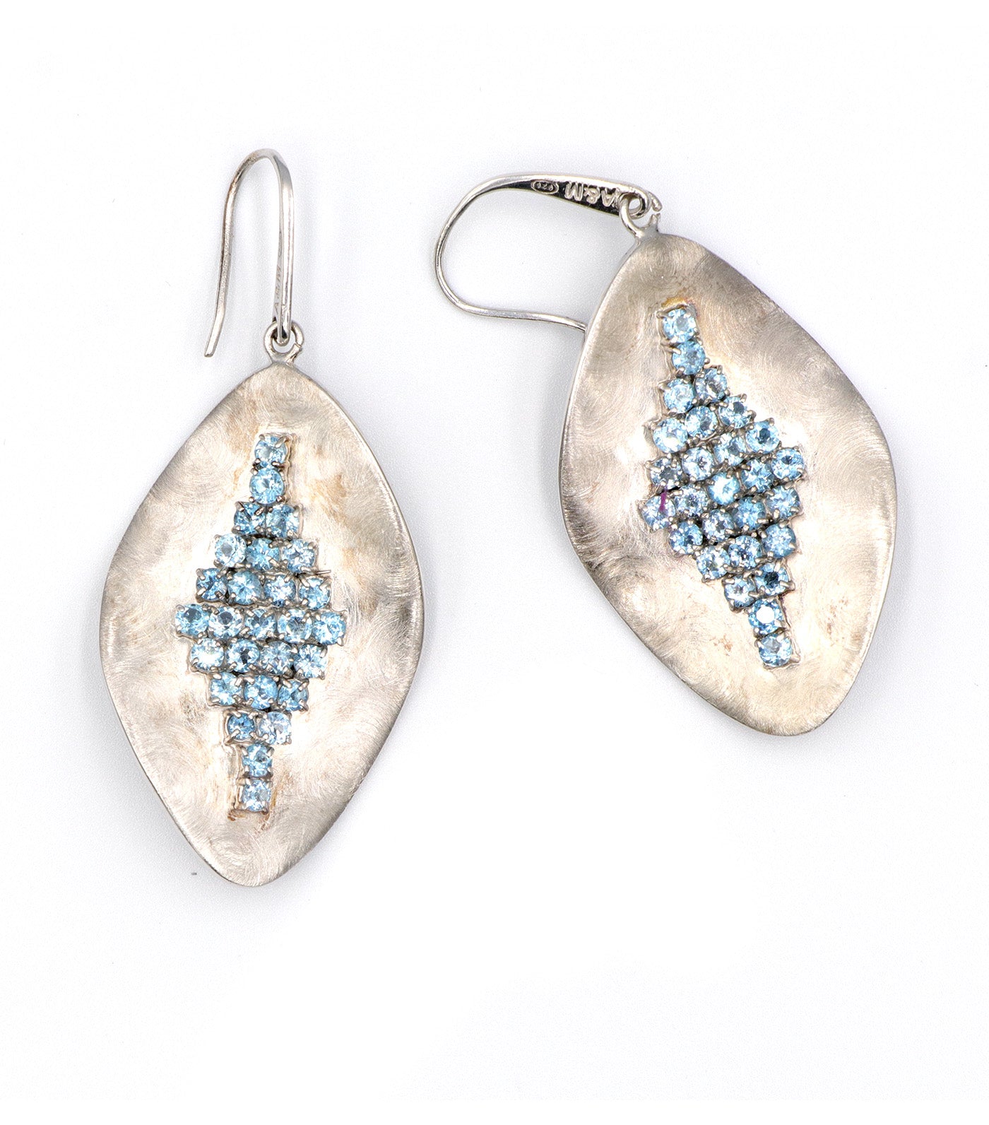 Sterling Silver Rhodium Plated  Blue Topaz Earrings