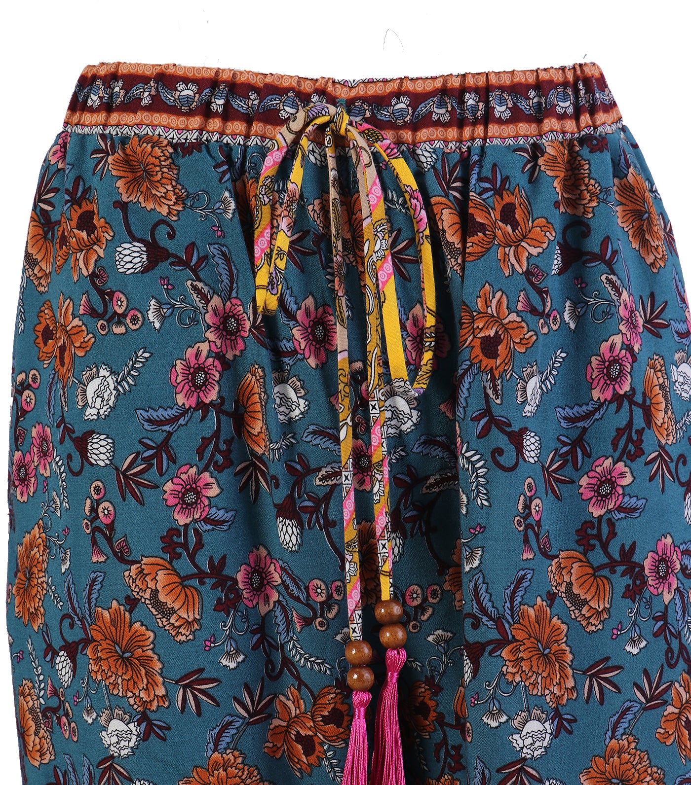 Lotus Resortwear Fiona Multicolor Print Pants Blue