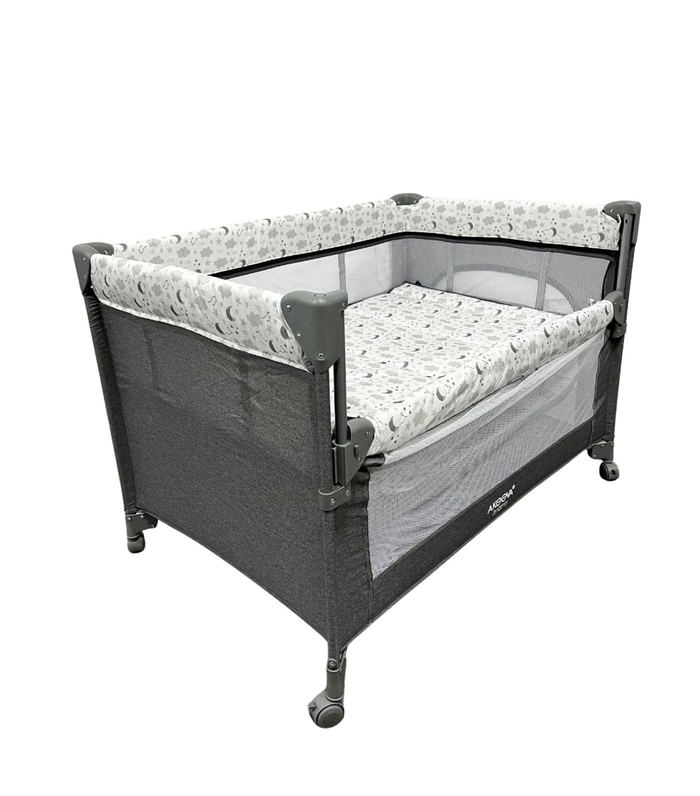 Akeeva Platinum Playpen (Easyfold Sidebed) Gray